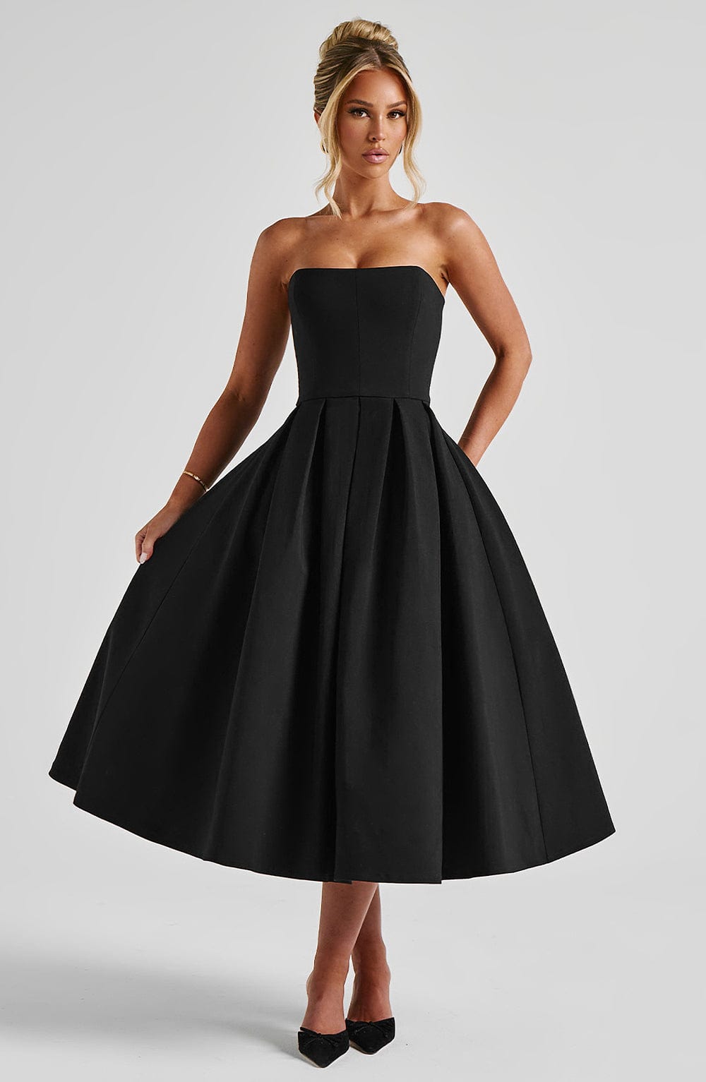 Siyah Edith Midi Elbise
