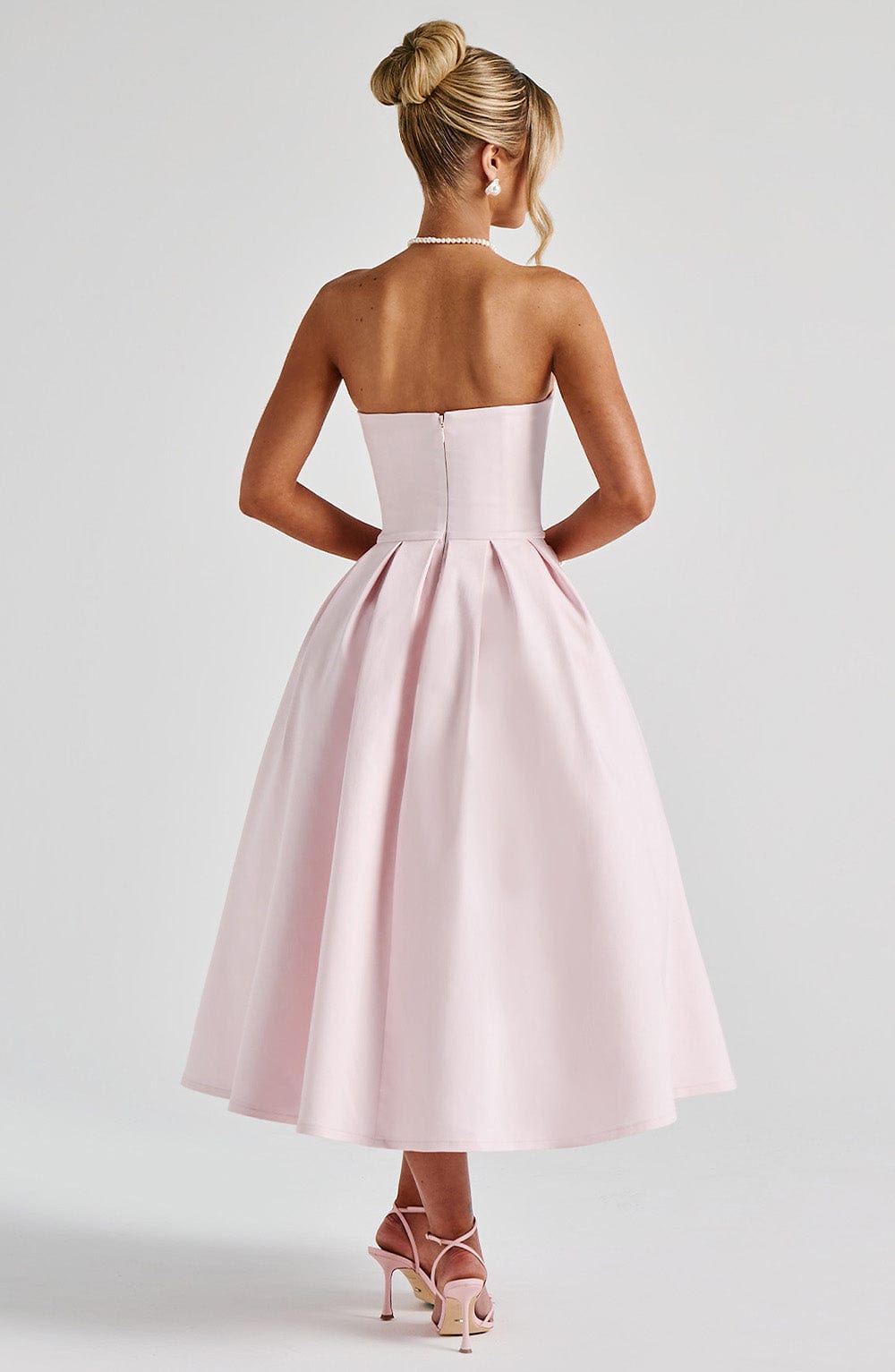 Edith Pembe Midi Elbise