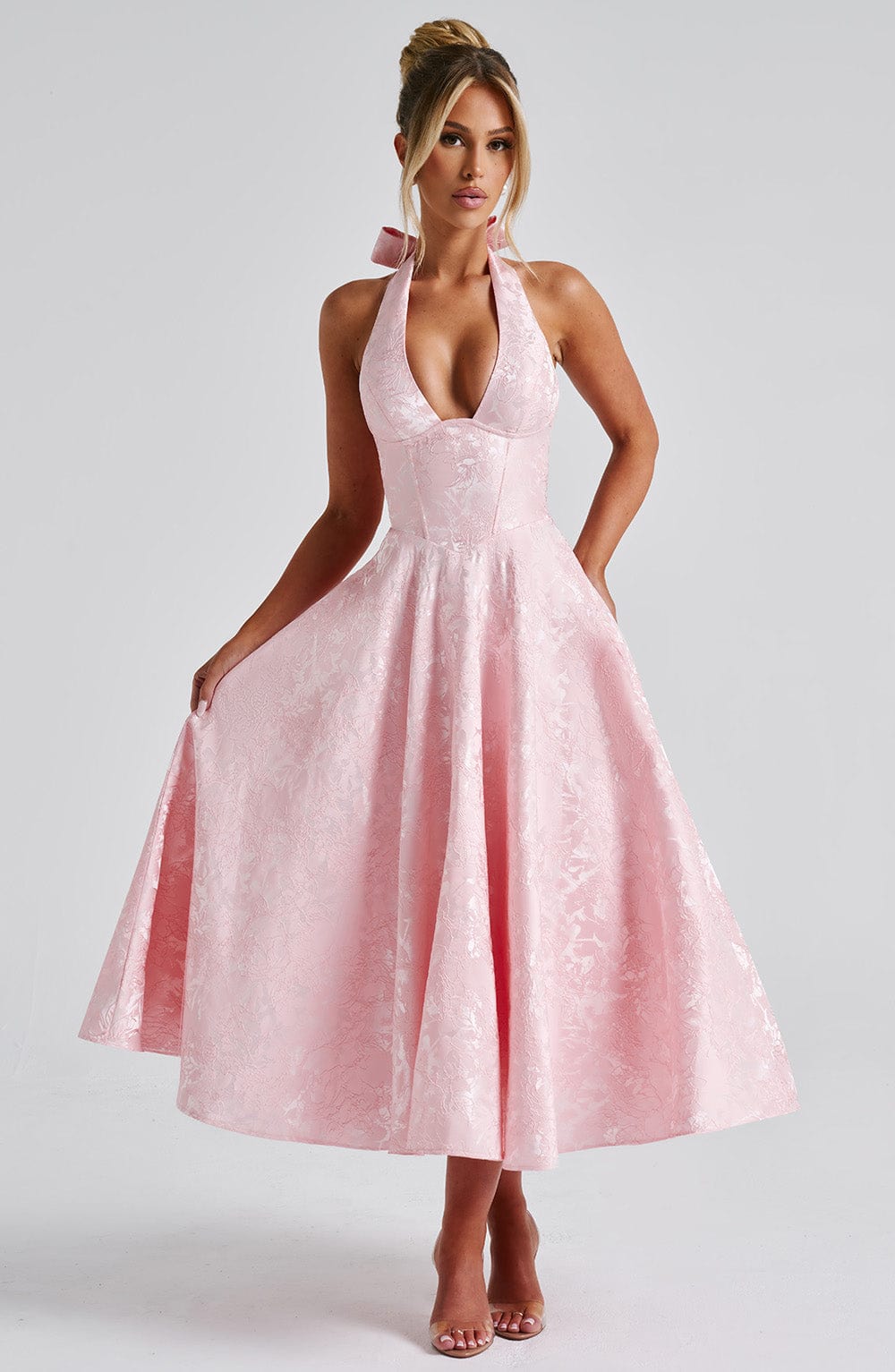 Effie Pembe Midi Elbise