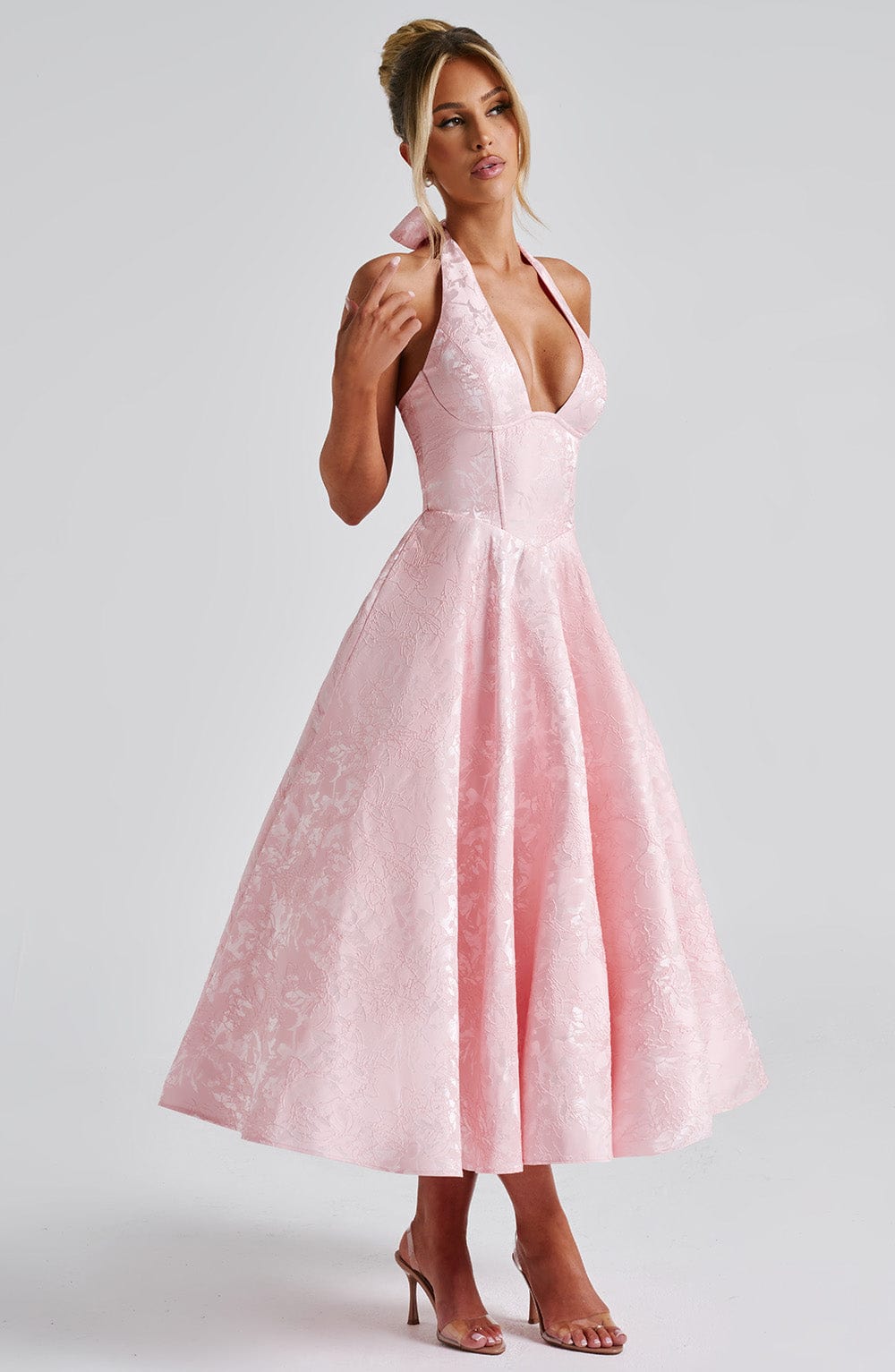 Effie Pembe Midi Elbise