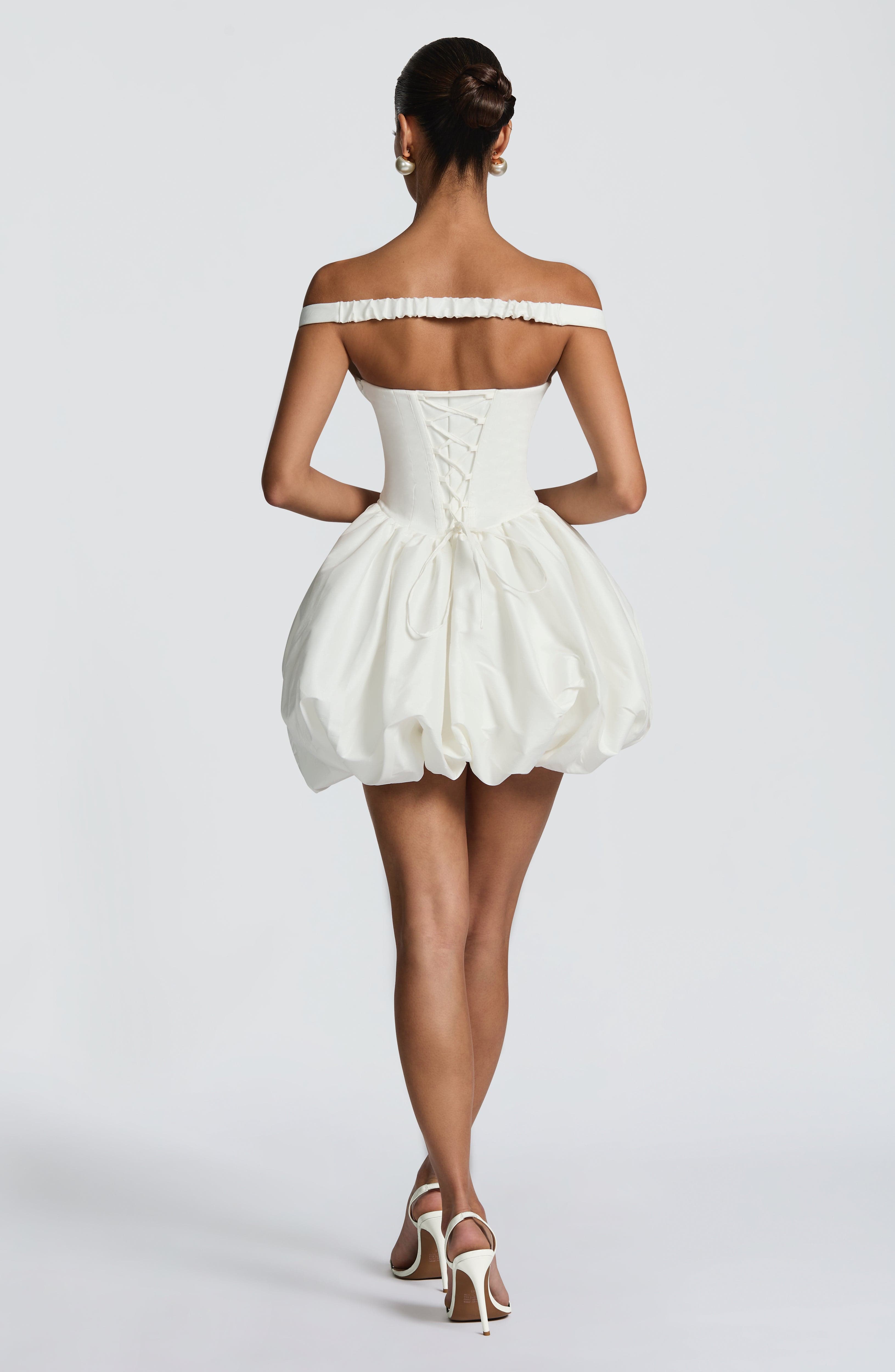 Eileen Mini Ekru Elbise
