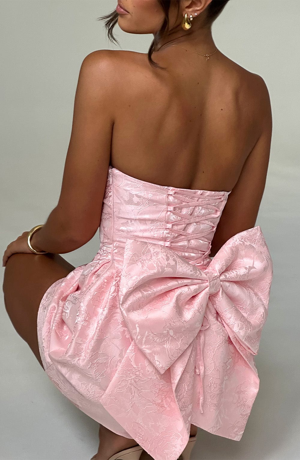 Elenora Pembe Mini Elbise