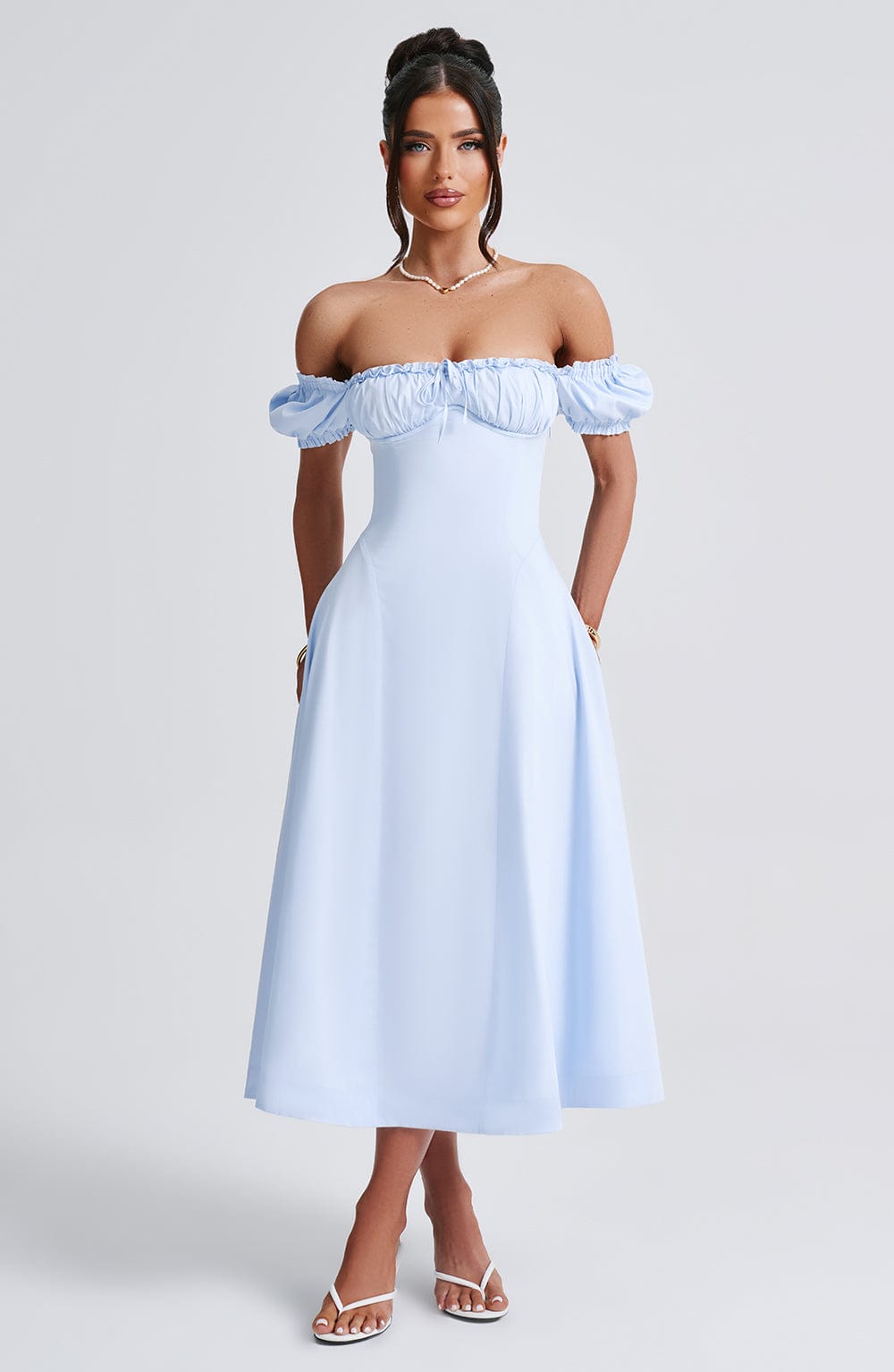 Elora Mavi Midi Elbise
