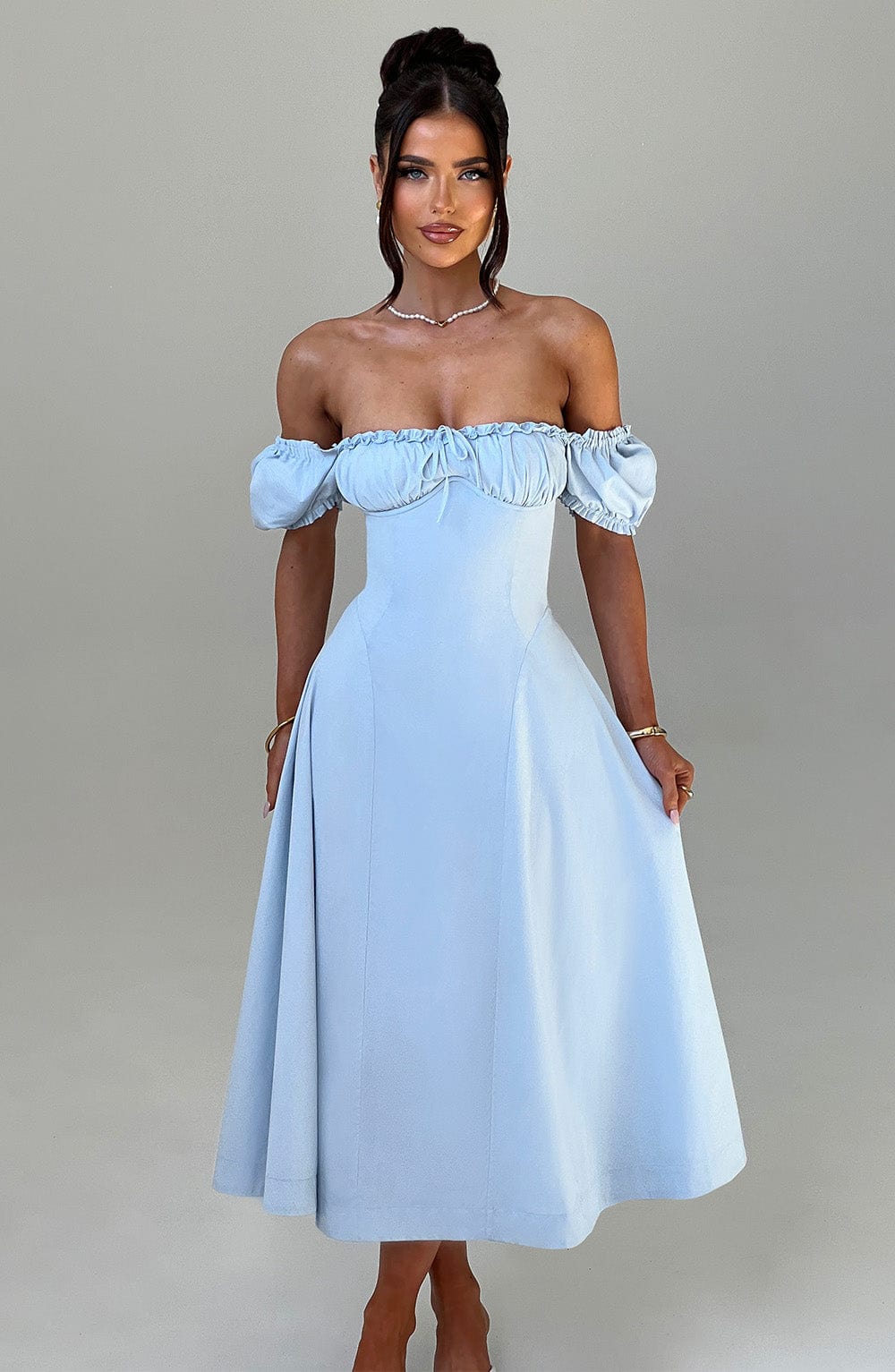 Elora Mavi Midi Elbise