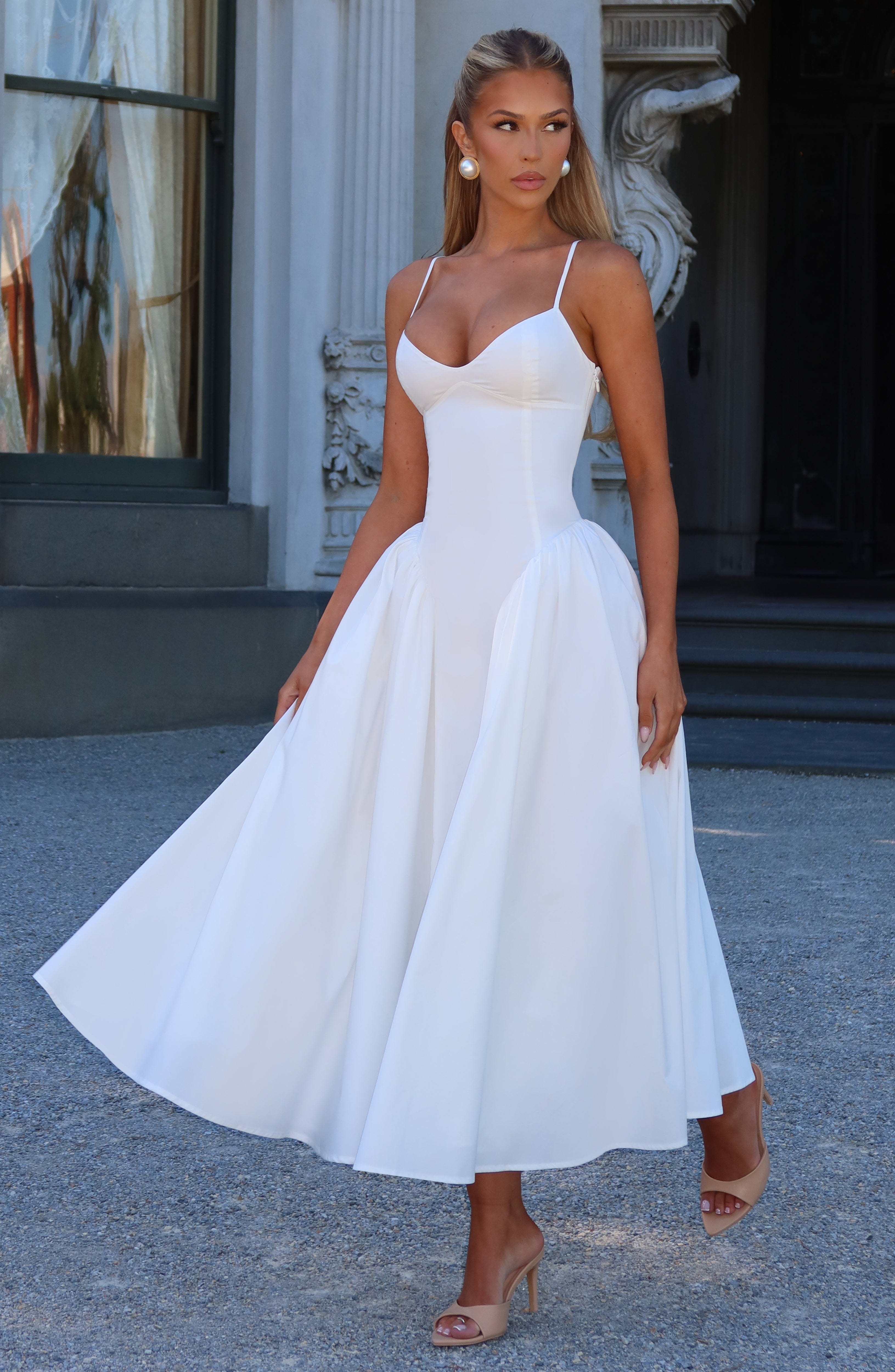 Emerson Midi Krem Elbise