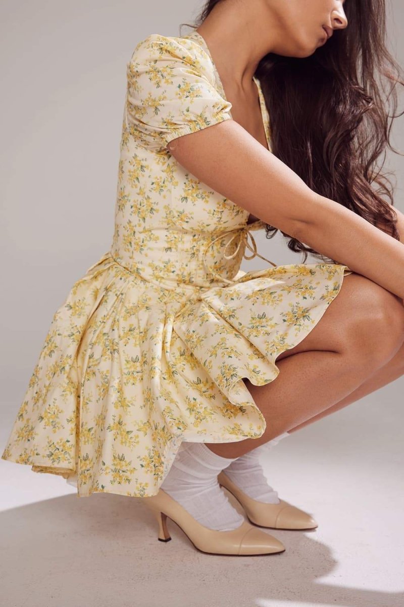 Emily Çiçekli Korse Mini Elbise