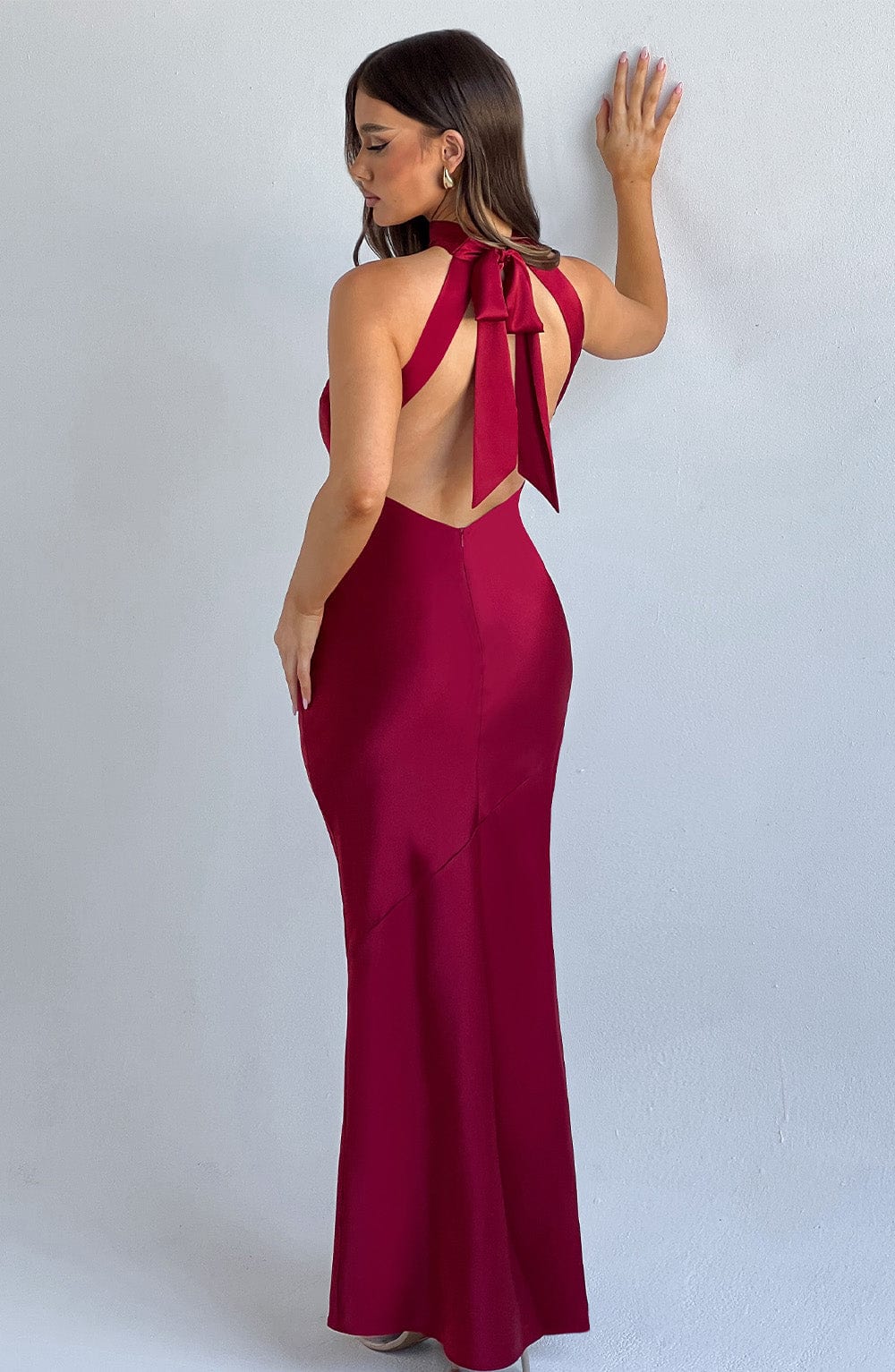 Şarap Maxi Bordo Elbise