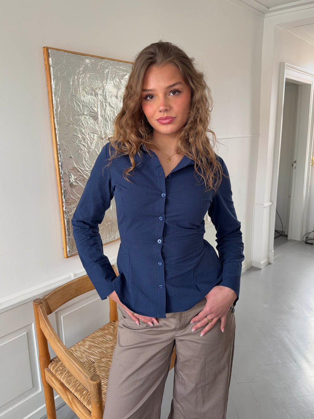 Alberte Slim Fit Lacivert Gömlek