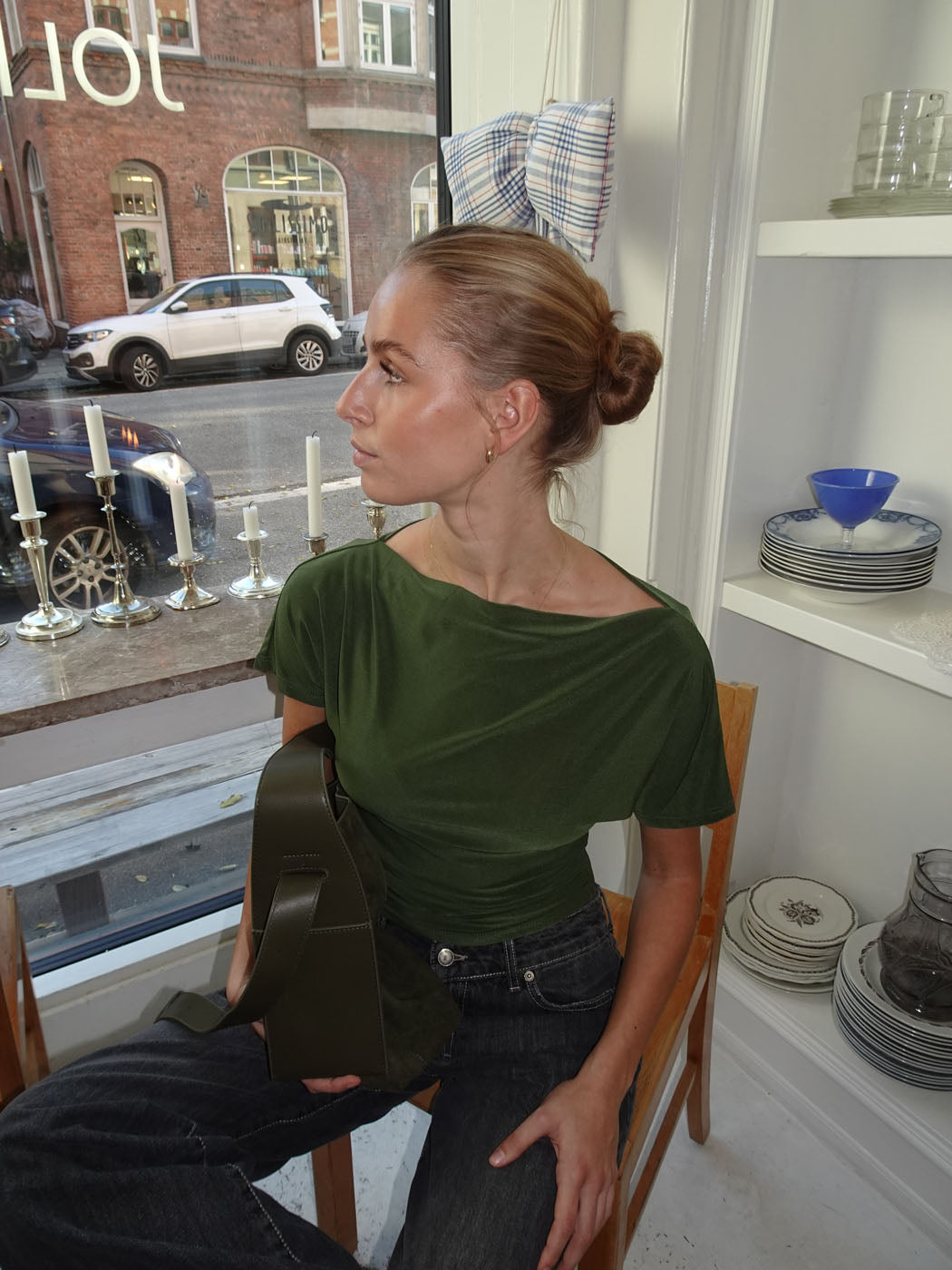 Florine Haki Renk Slim Fit Tişört