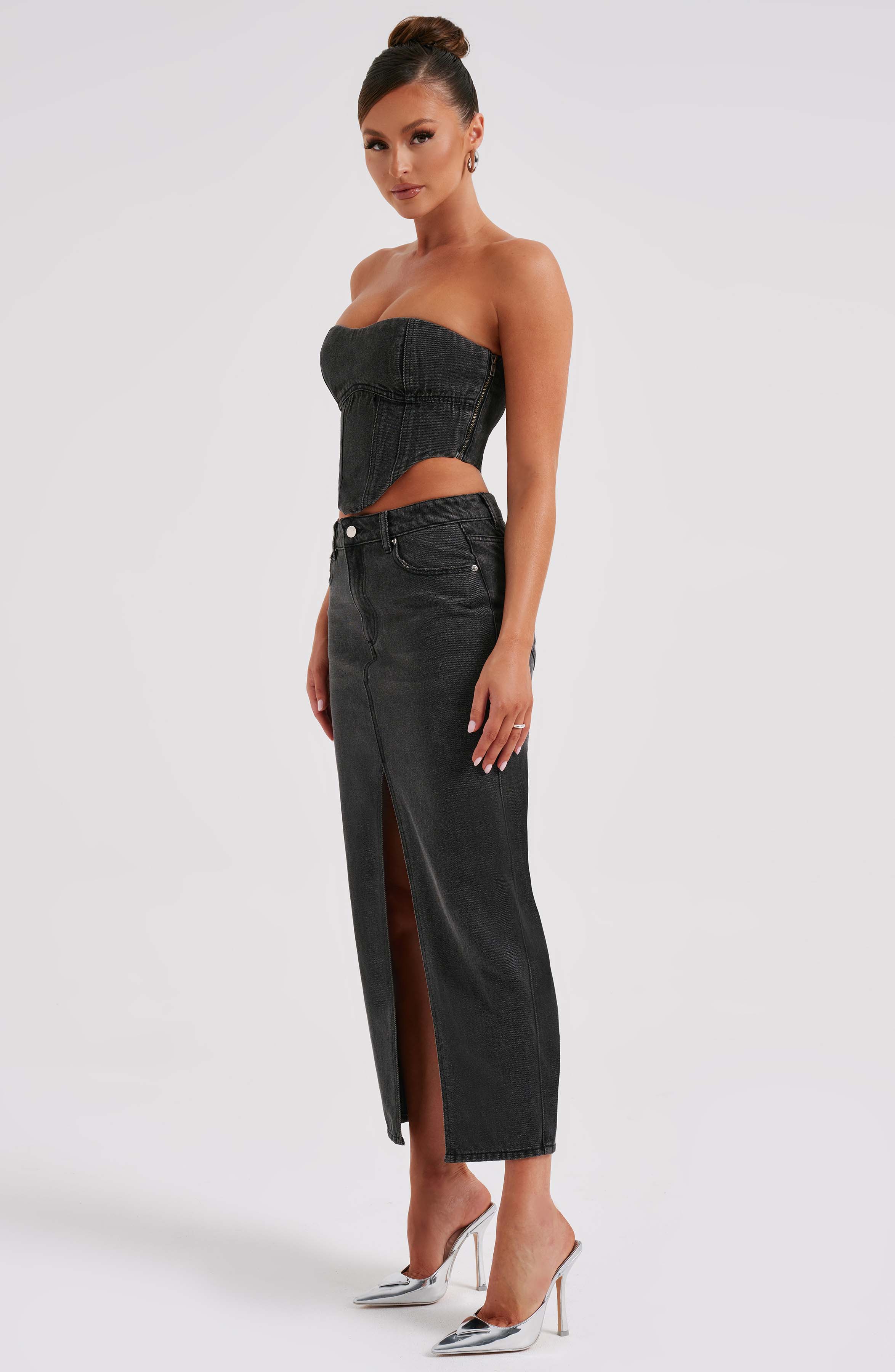 Siyah Flor Maxi Etek