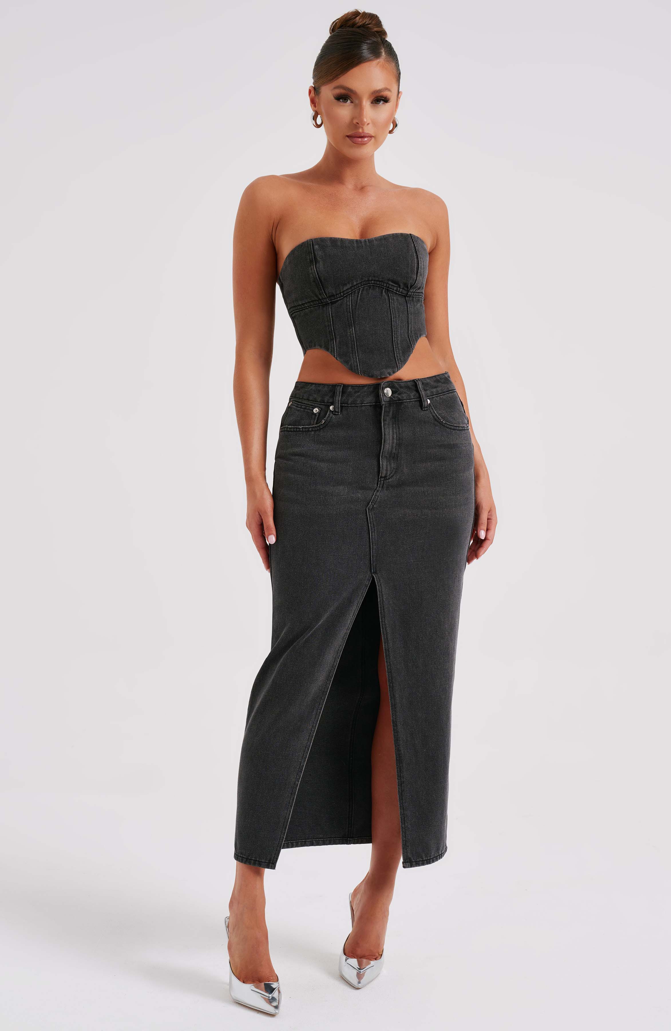 Siyah Flor Maxi Etek