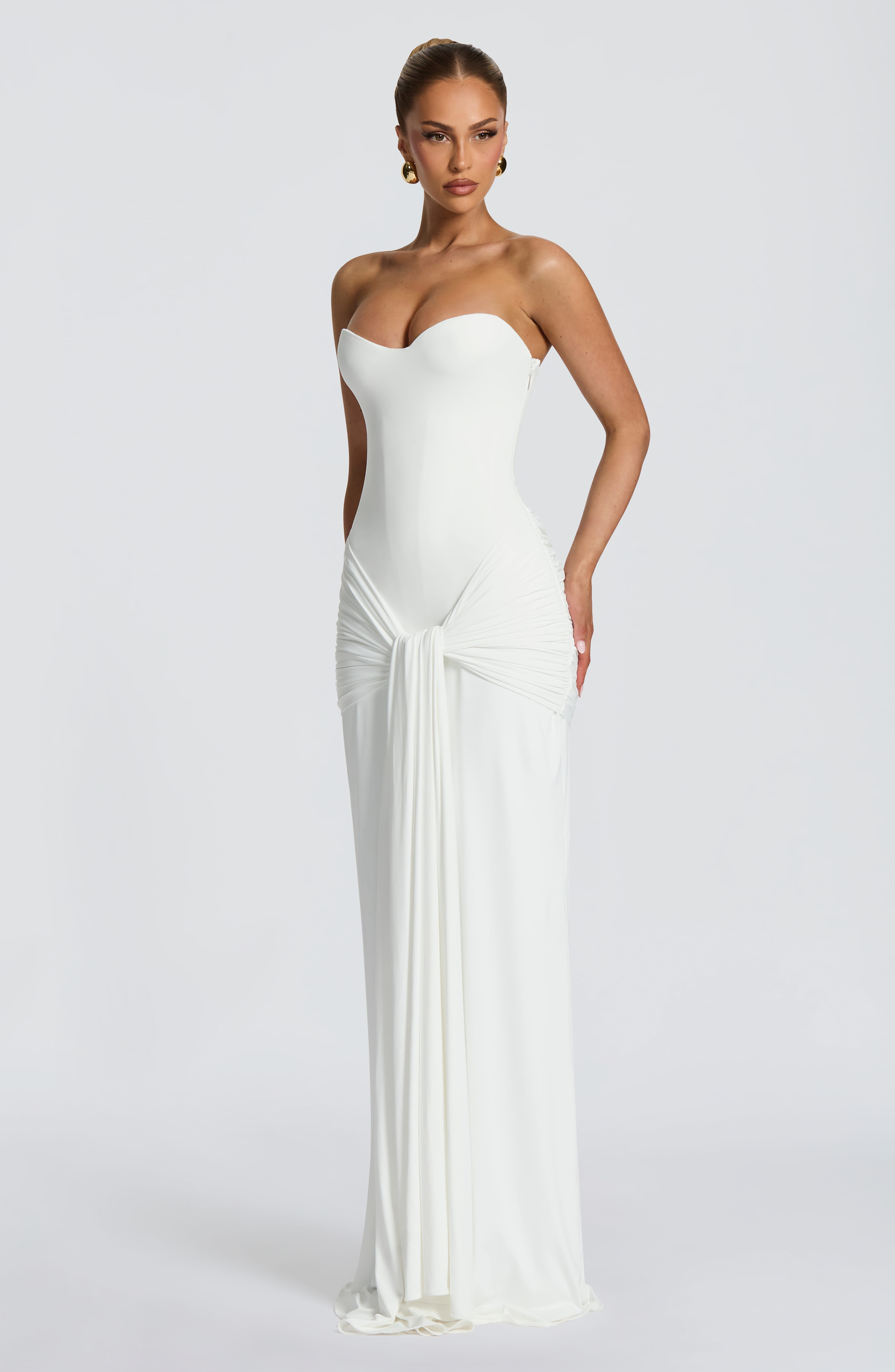 Gia Maxi Ekru Elbise