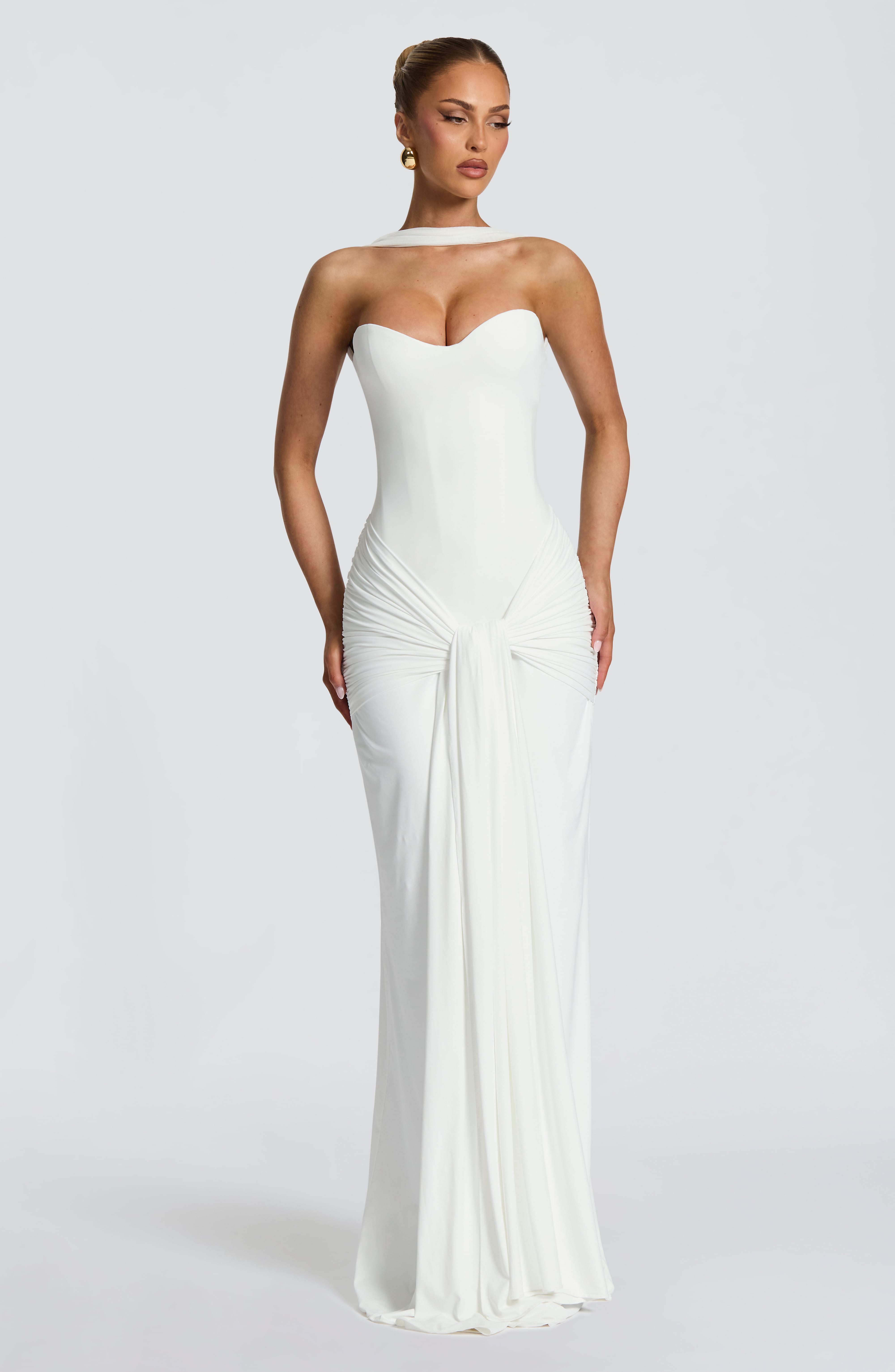 Gia Maxi Ekru Elbise