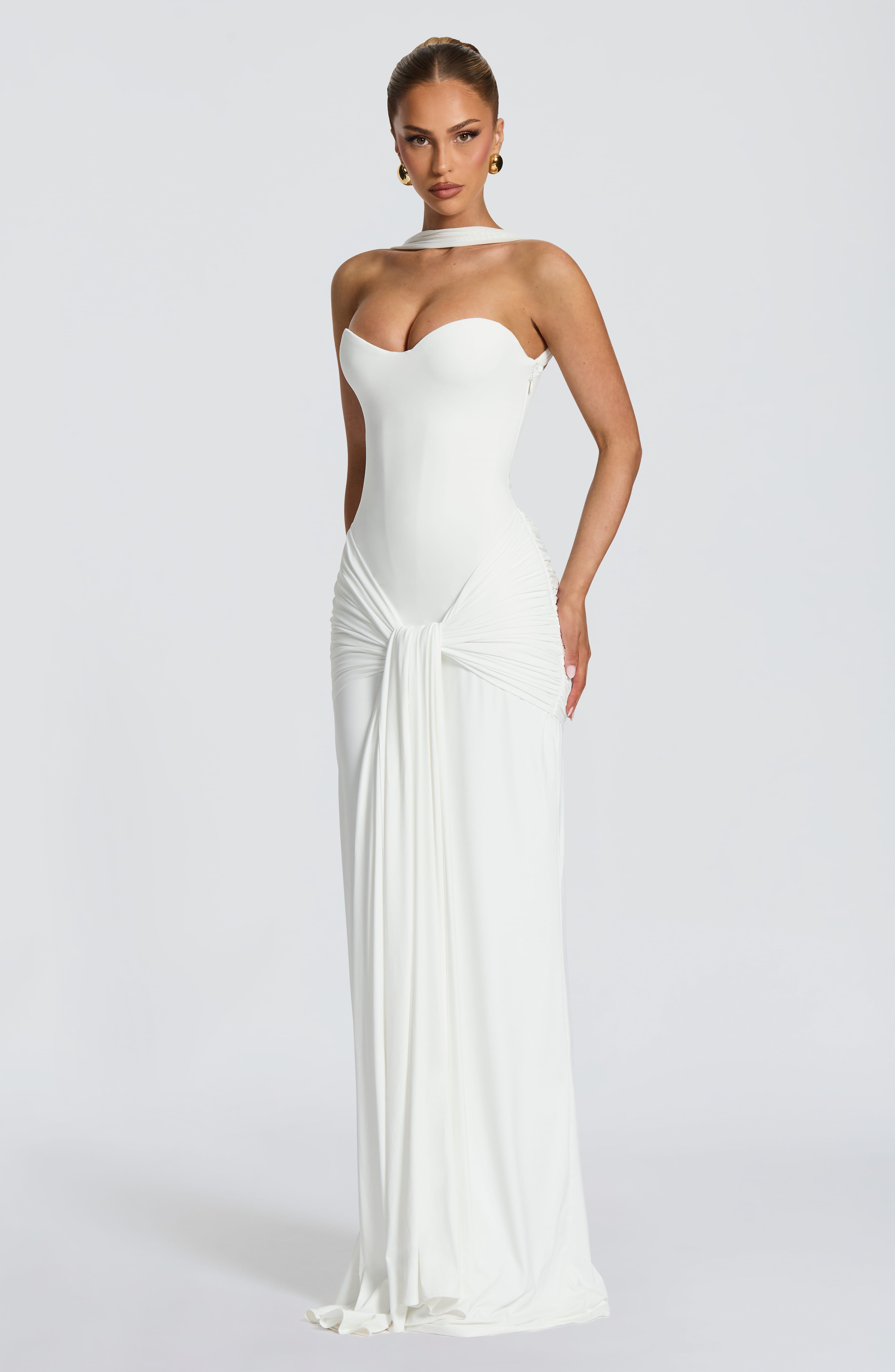 Gia Maxi Ekru Elbise
