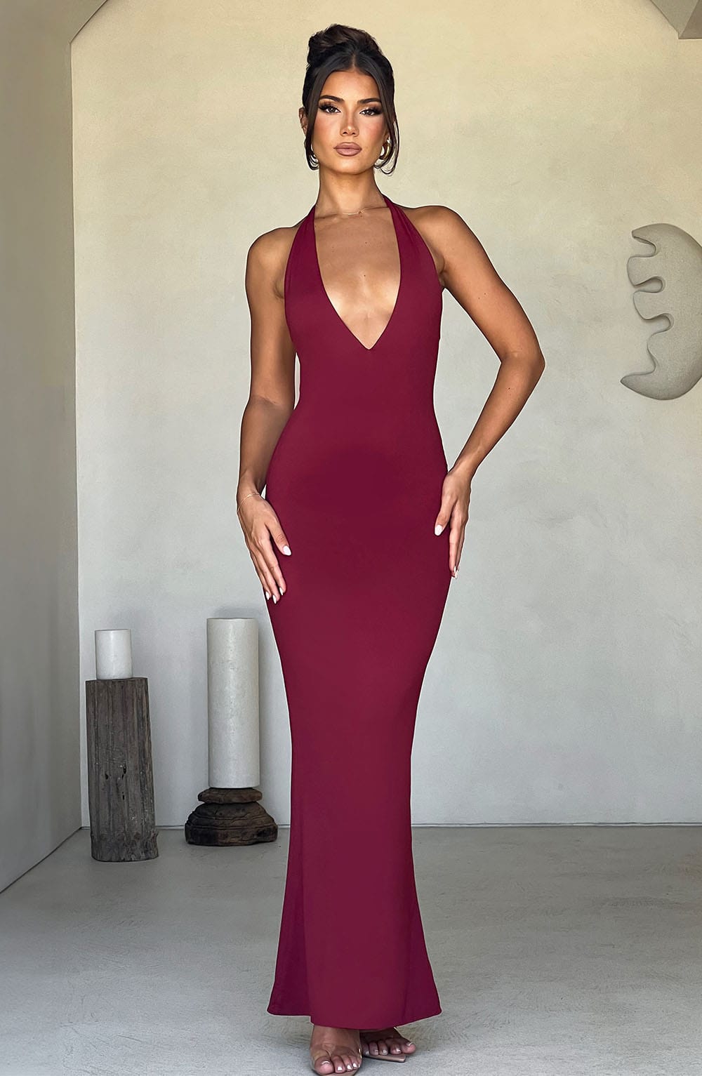 Bordo Harmonia Maxi Elbise