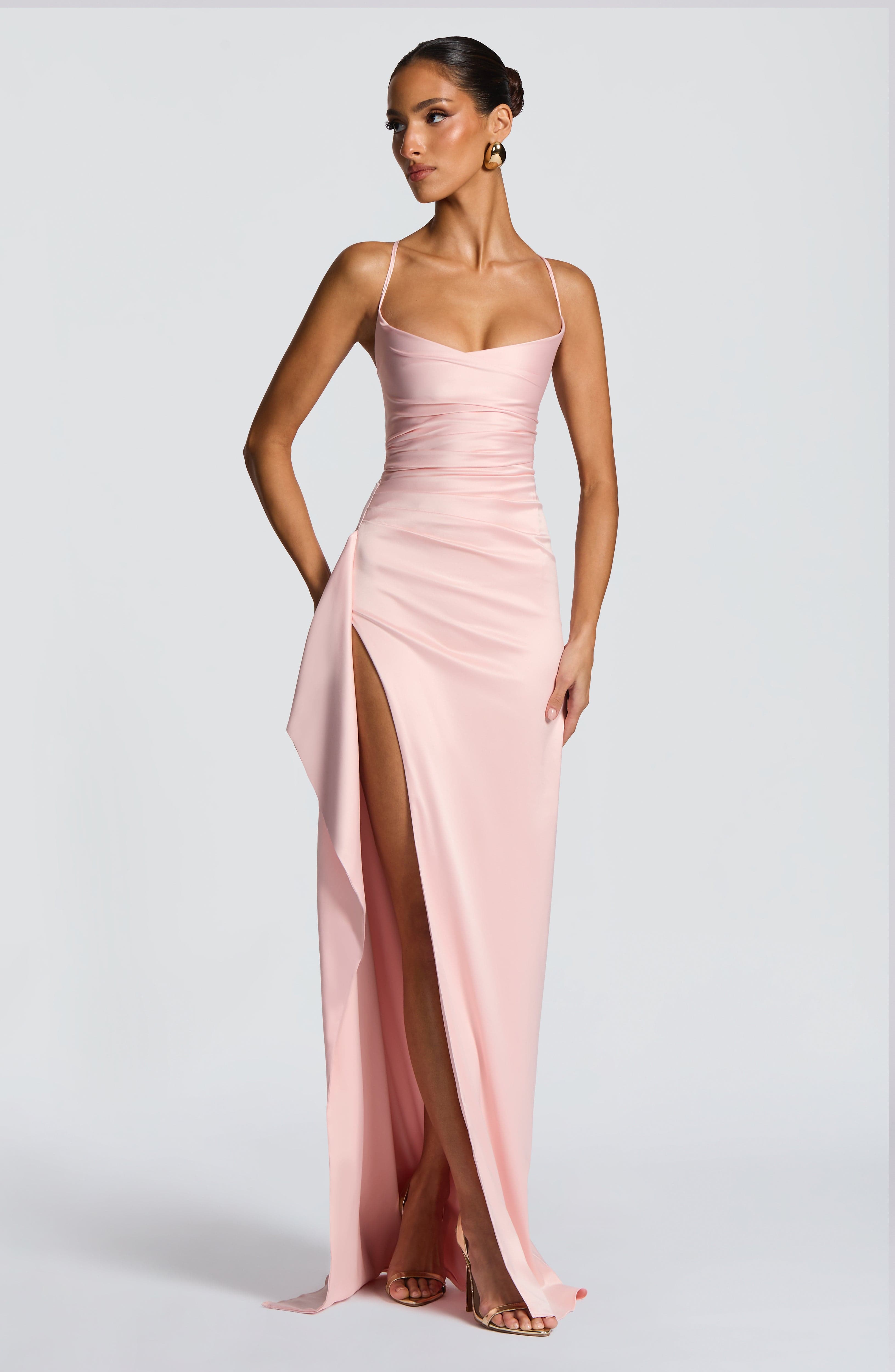 Pembe Helen Maxi Elbise
