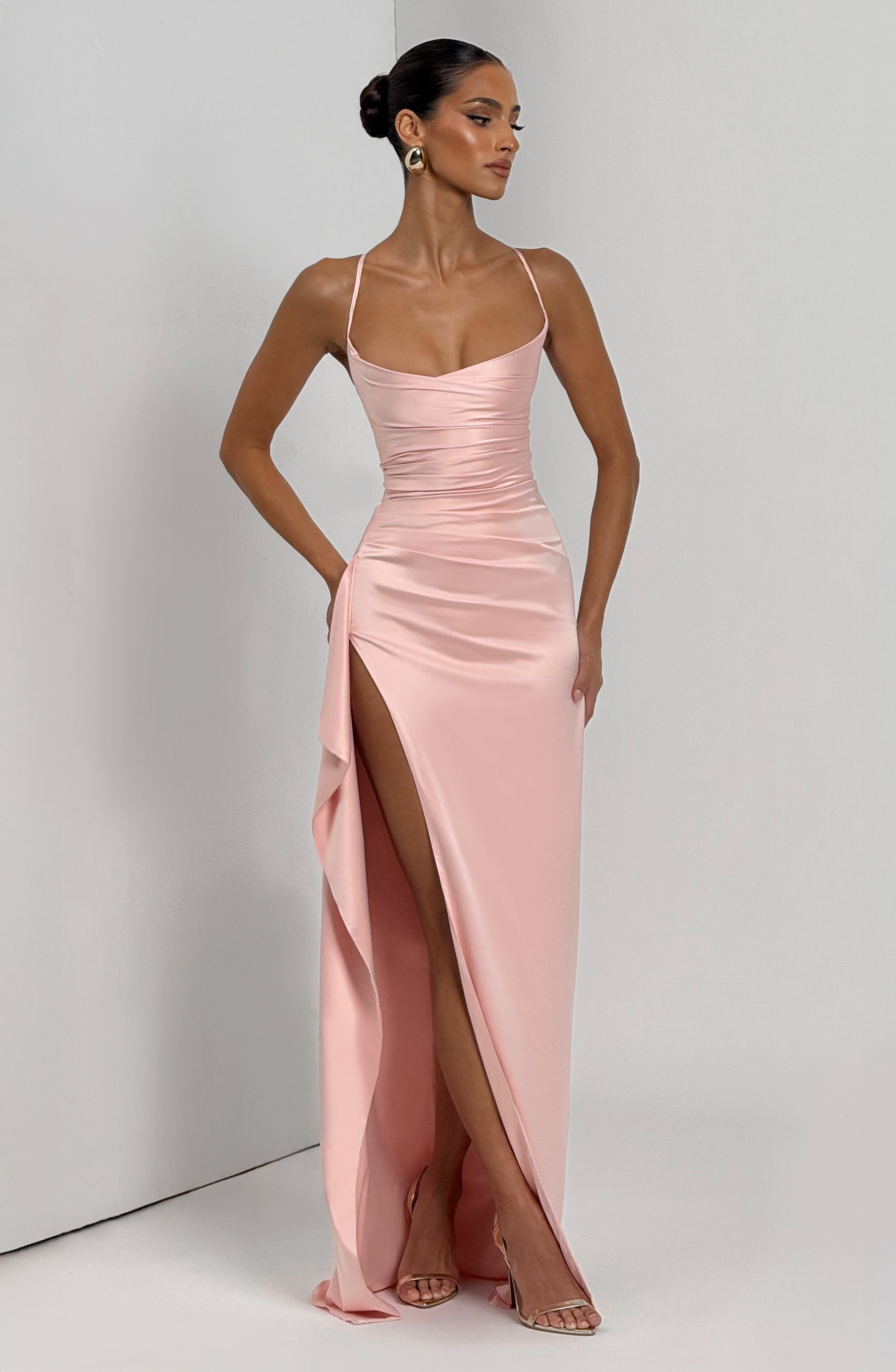 Pembe Helen Maxi Elbise