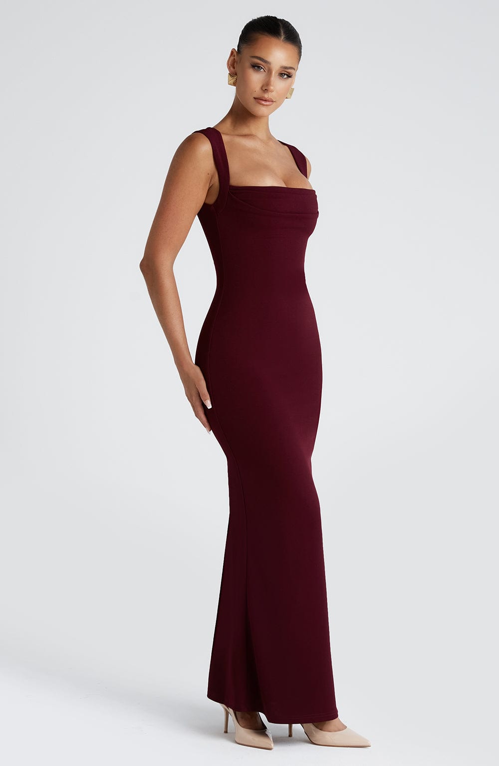 Helena Maxi Elbise - Parlak Kiraz Rengi
