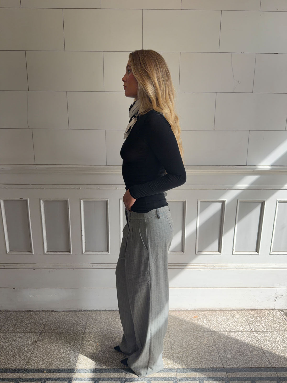 Ellen Yılan Desenli Gri Pantolon