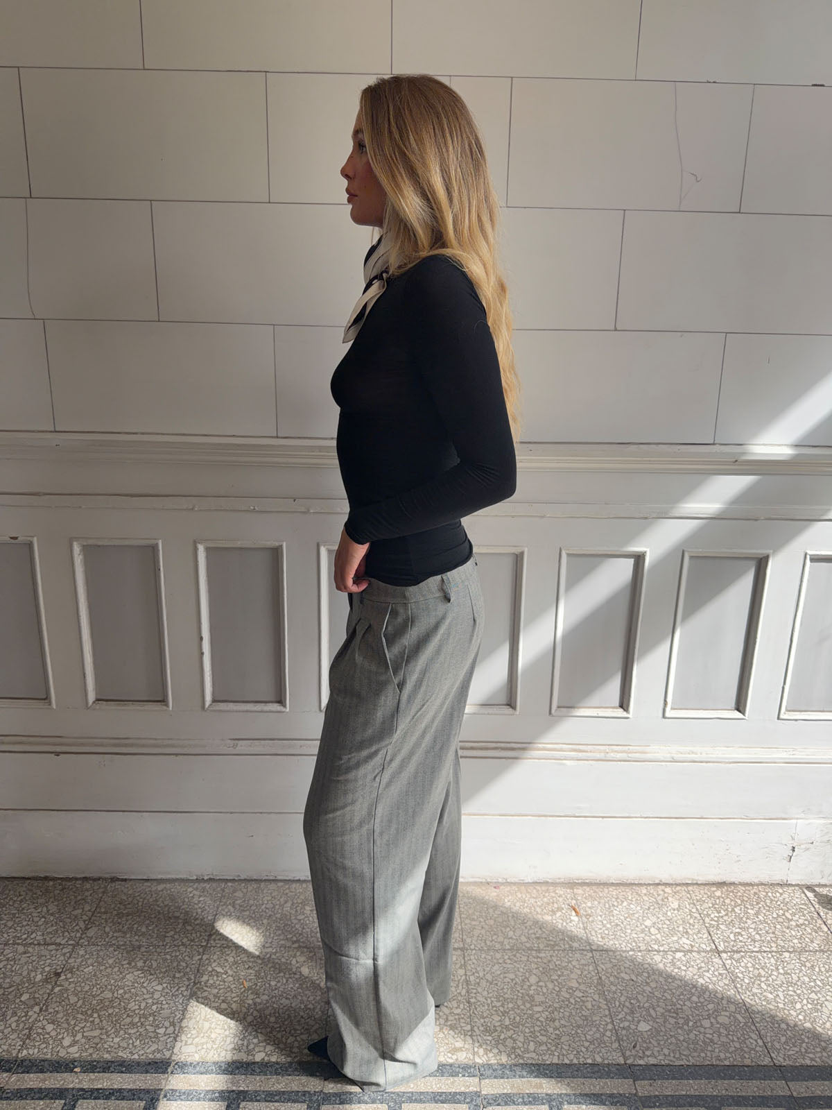 Ellen Yılan Desenli Gri Pantolon