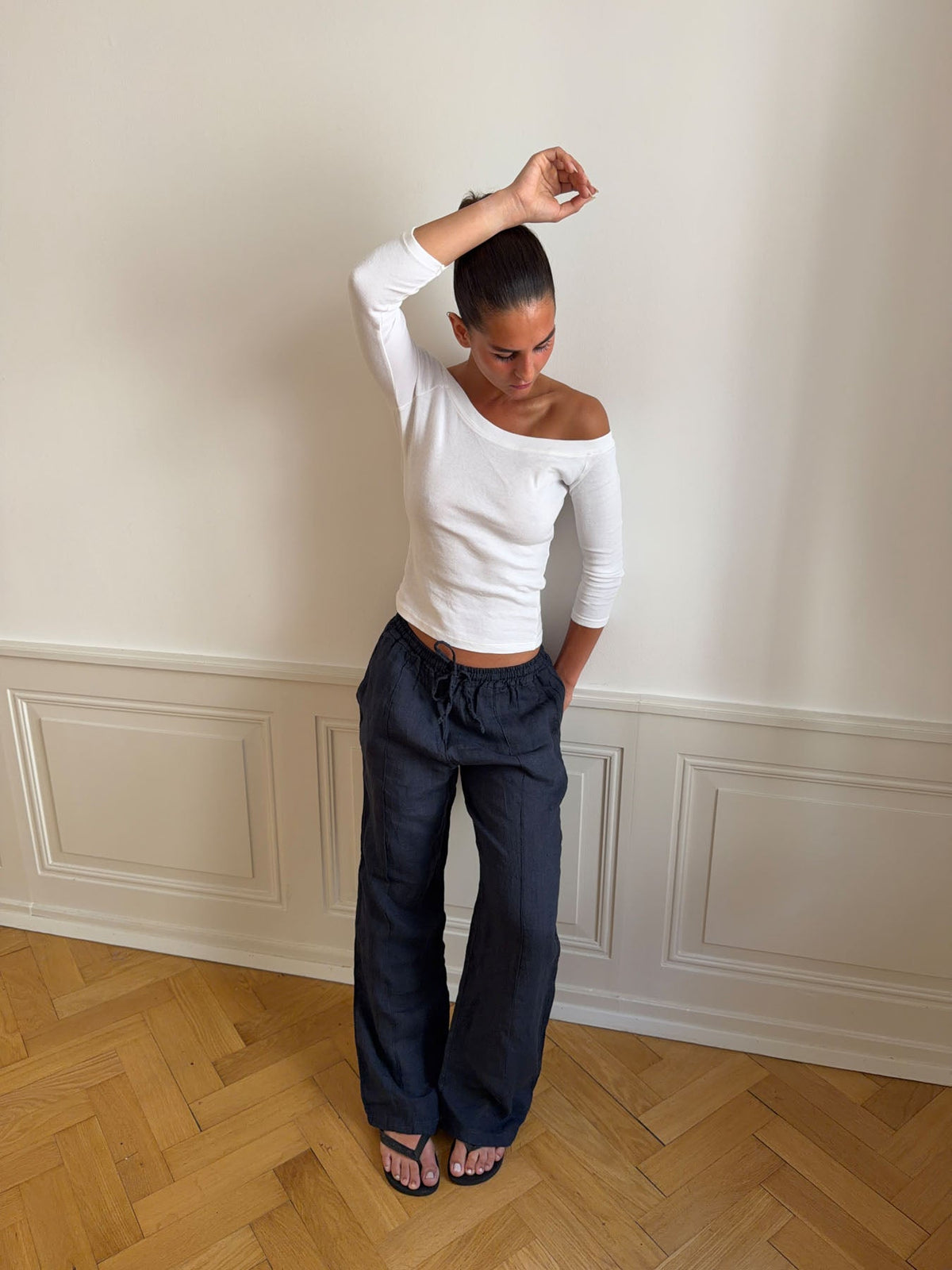 Signe Mavi Keten Pantolon