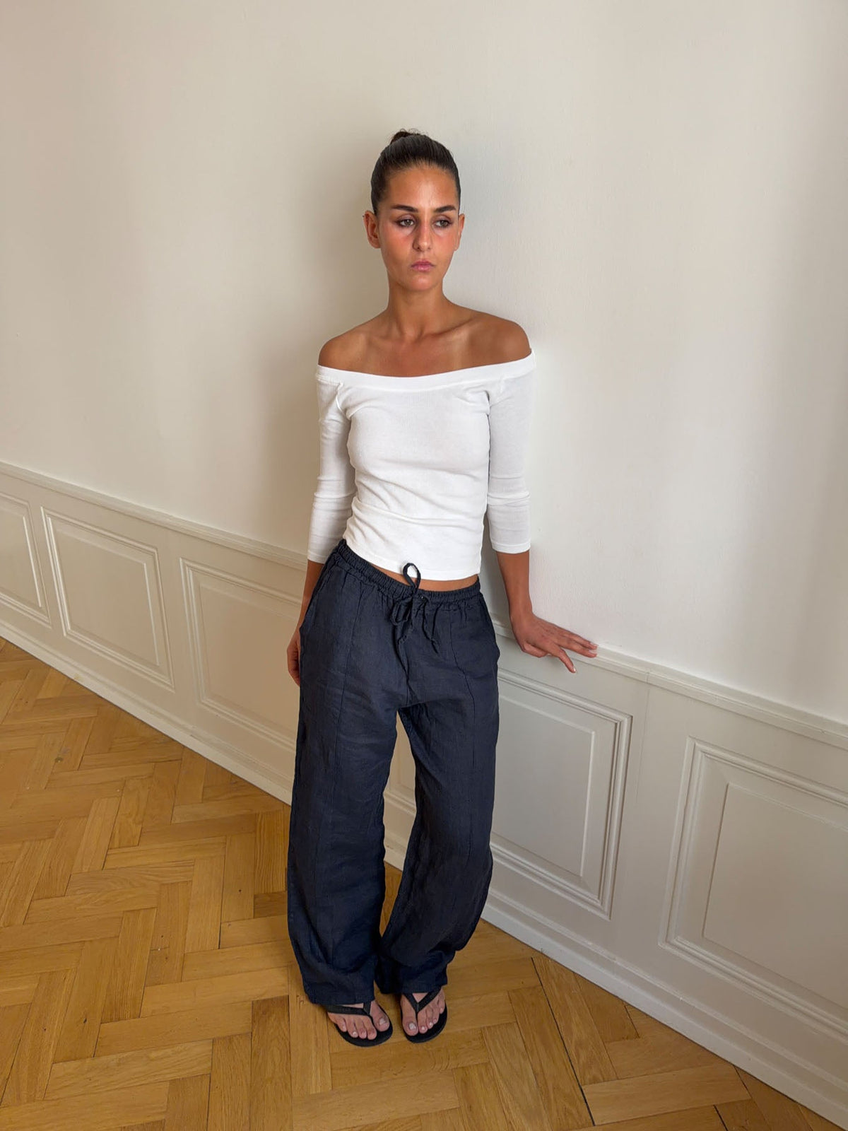 Signe Mavi Keten Pantolon