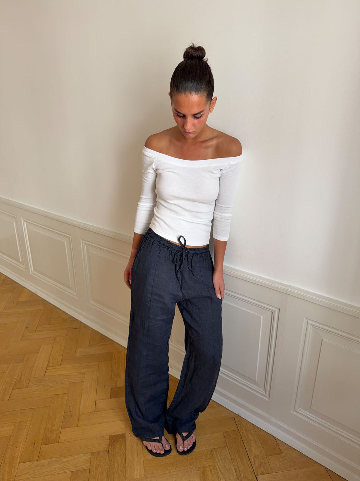 Signe Mavi Keten Pantolon