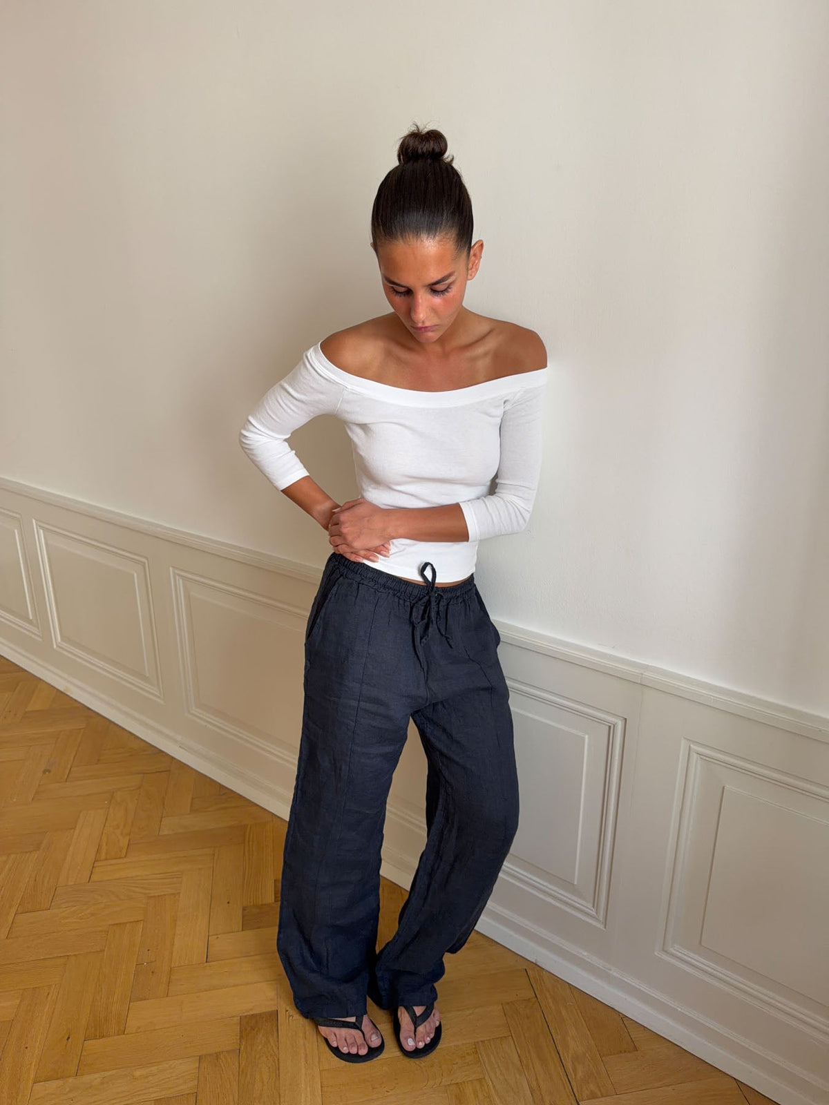 Signe Mavi Keten Pantolon