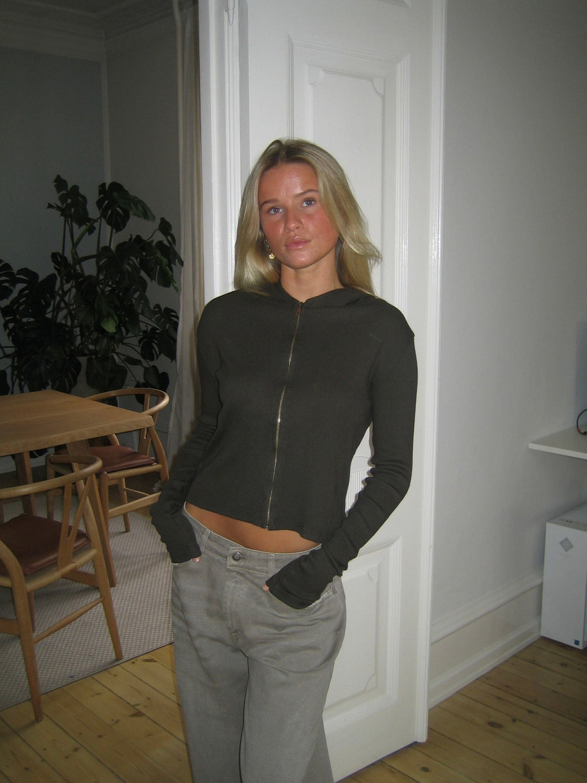 Isaline Kahverengi Kapüşonlu Ribana Sweatshirt