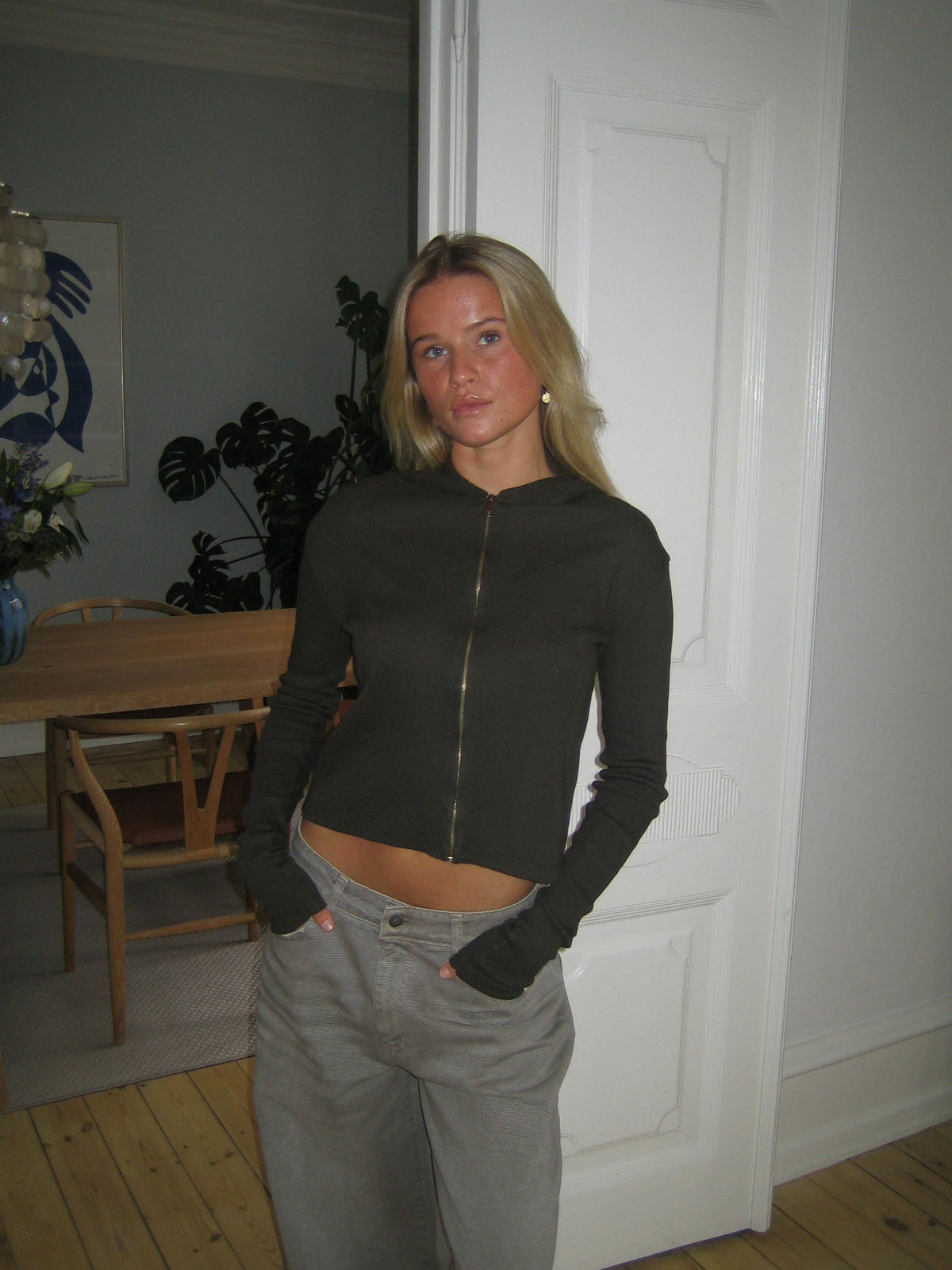 Isaline Kahverengi Kapüşonlu Ribana Sweatshirt
