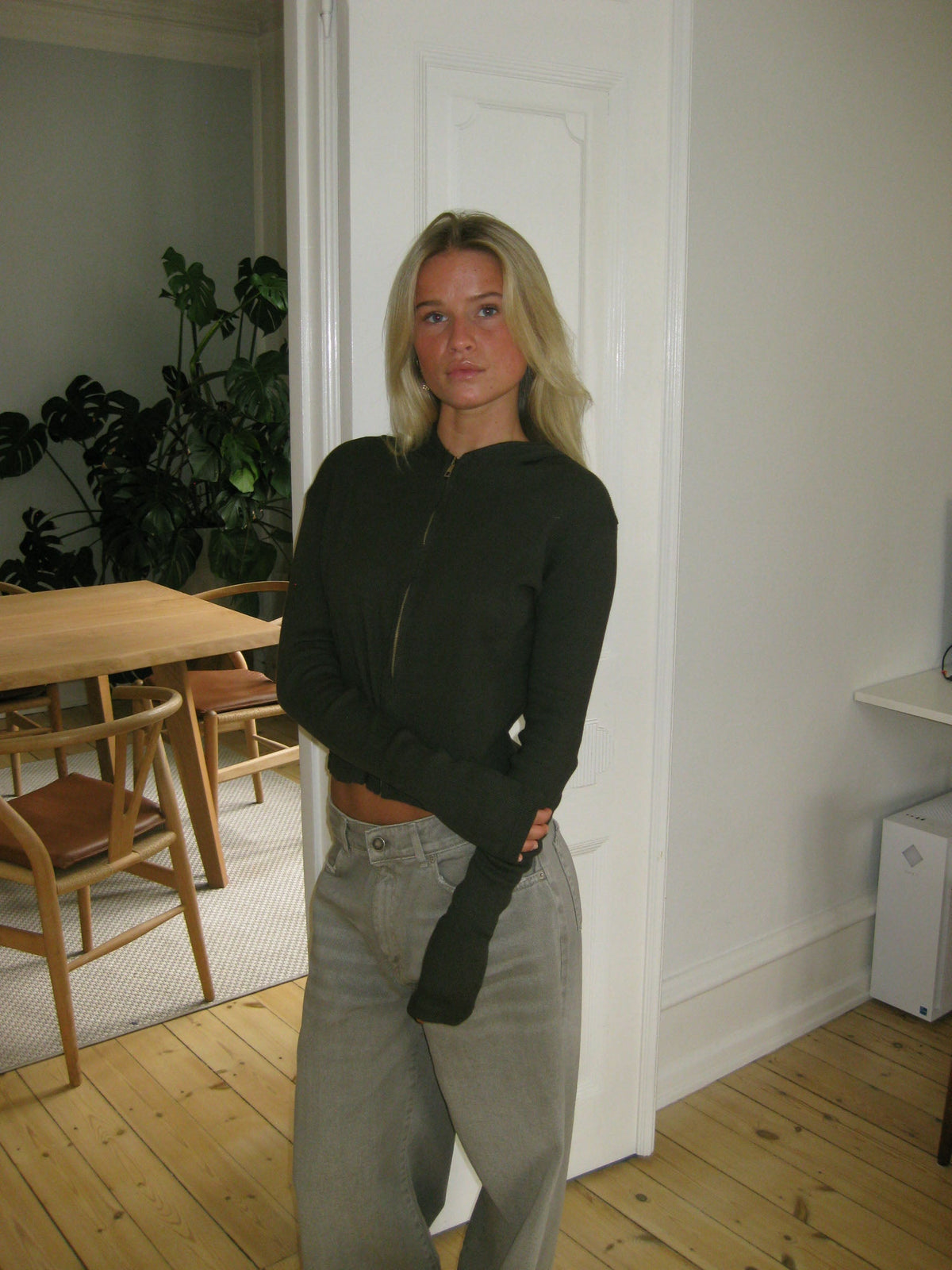 Isaline Kahverengi Kapüşonlu Ribana Sweatshirt