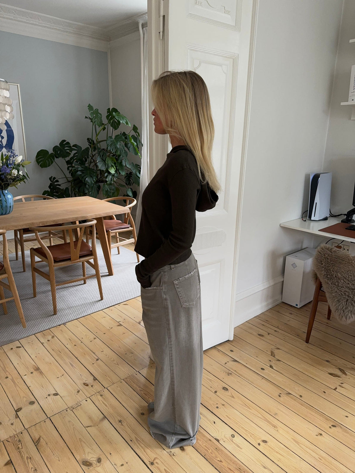 Isaline Kahverengi Kapüşonlu Ribana Sweatshirt