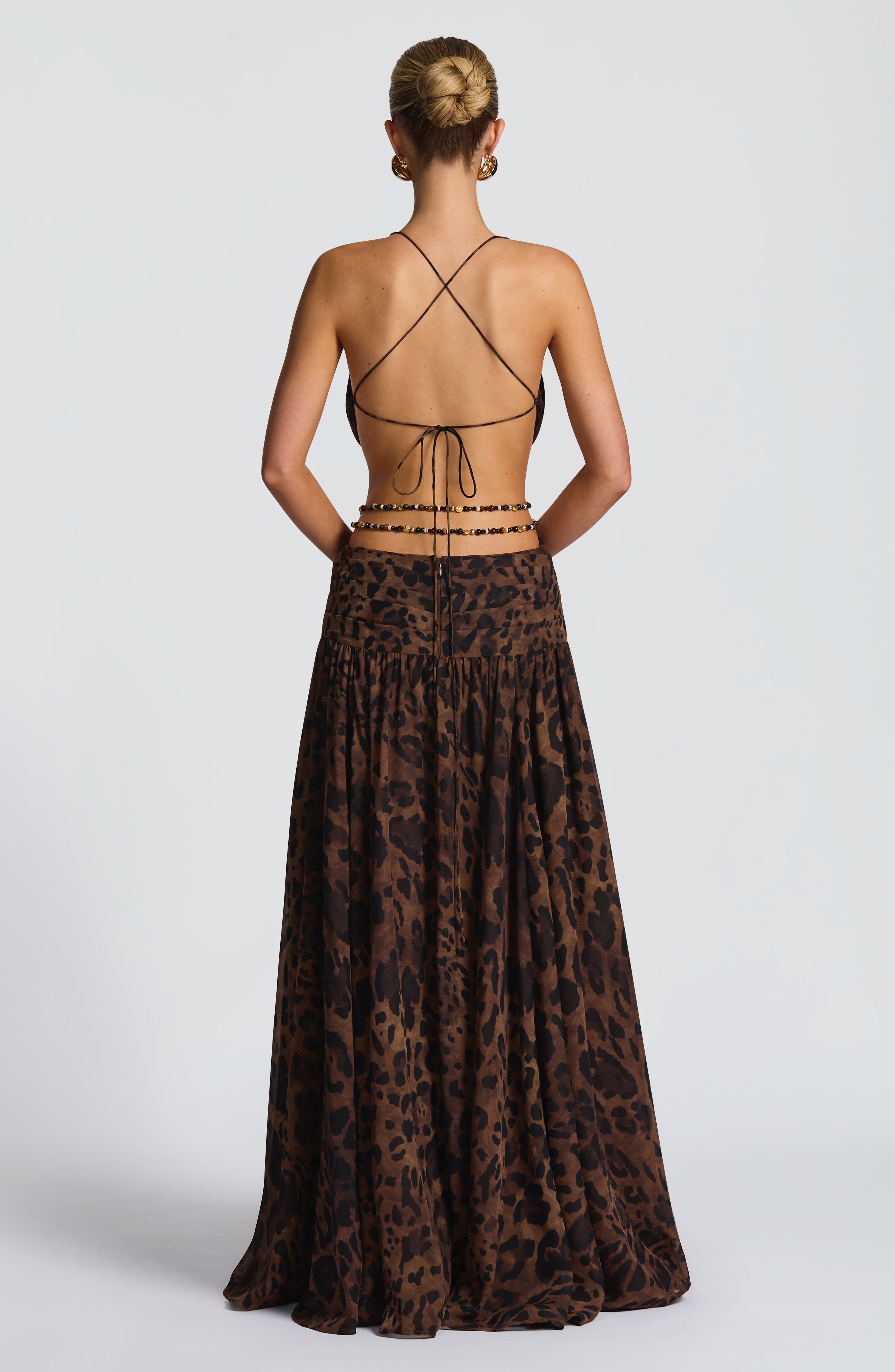 Leopar Desenli Indianna Maxi Elbise