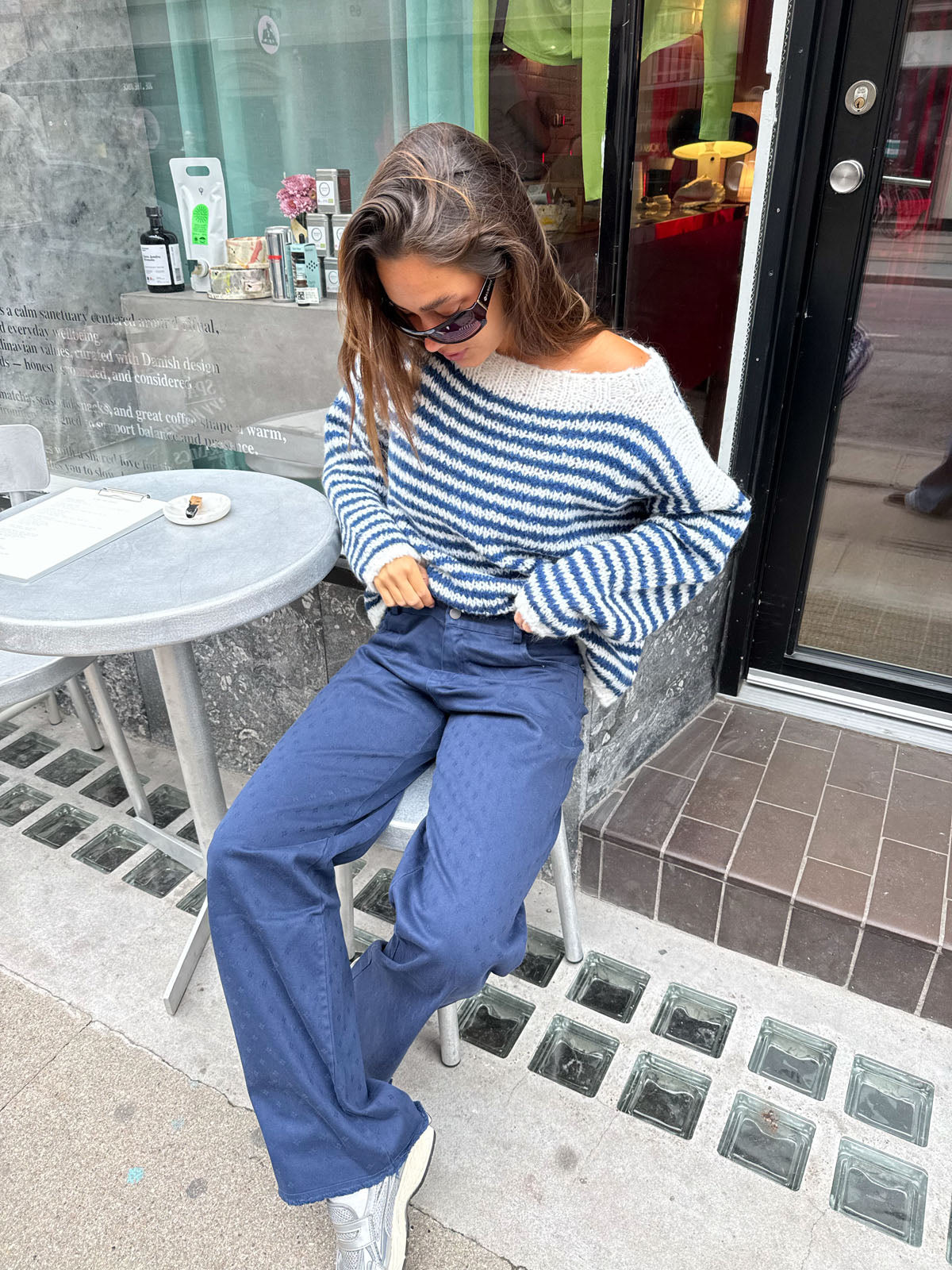 Lacivert Gabardin Desenli Pantolon
