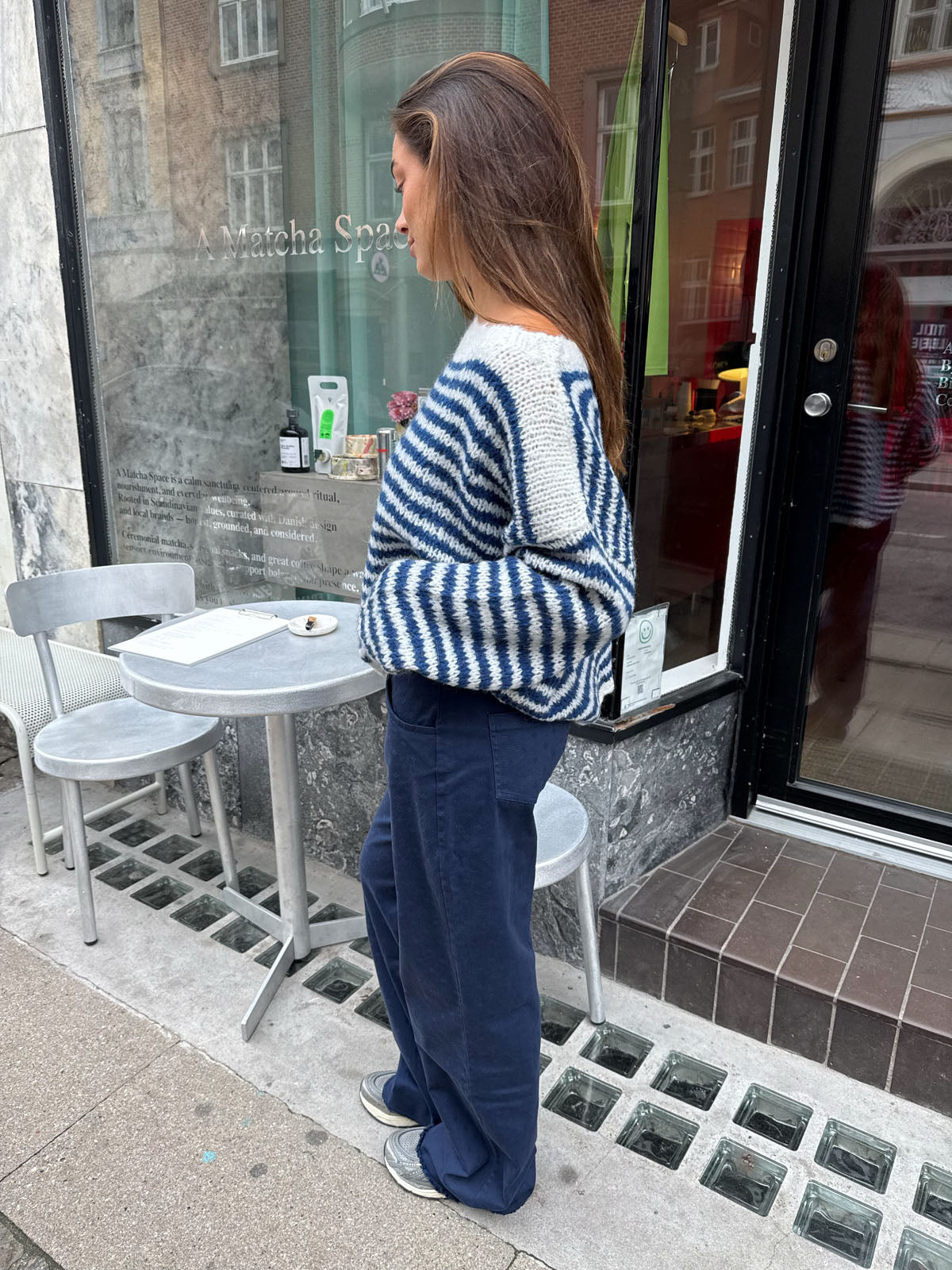 Lacivert Gabardin Desenli Pantolon
