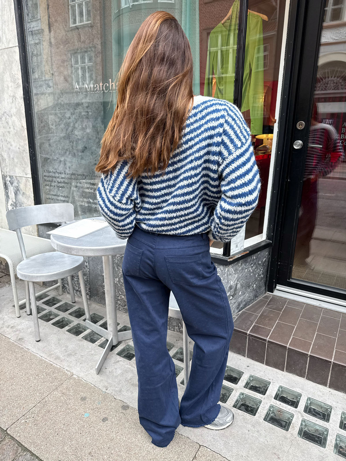 Lacivert Gabardin Desenli Pantolon
