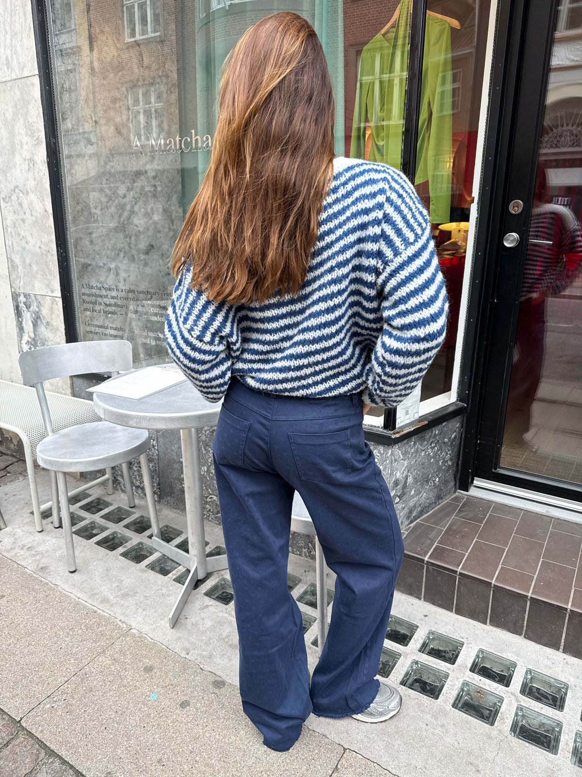 Lacivert Gabardin Desenli Pantolon