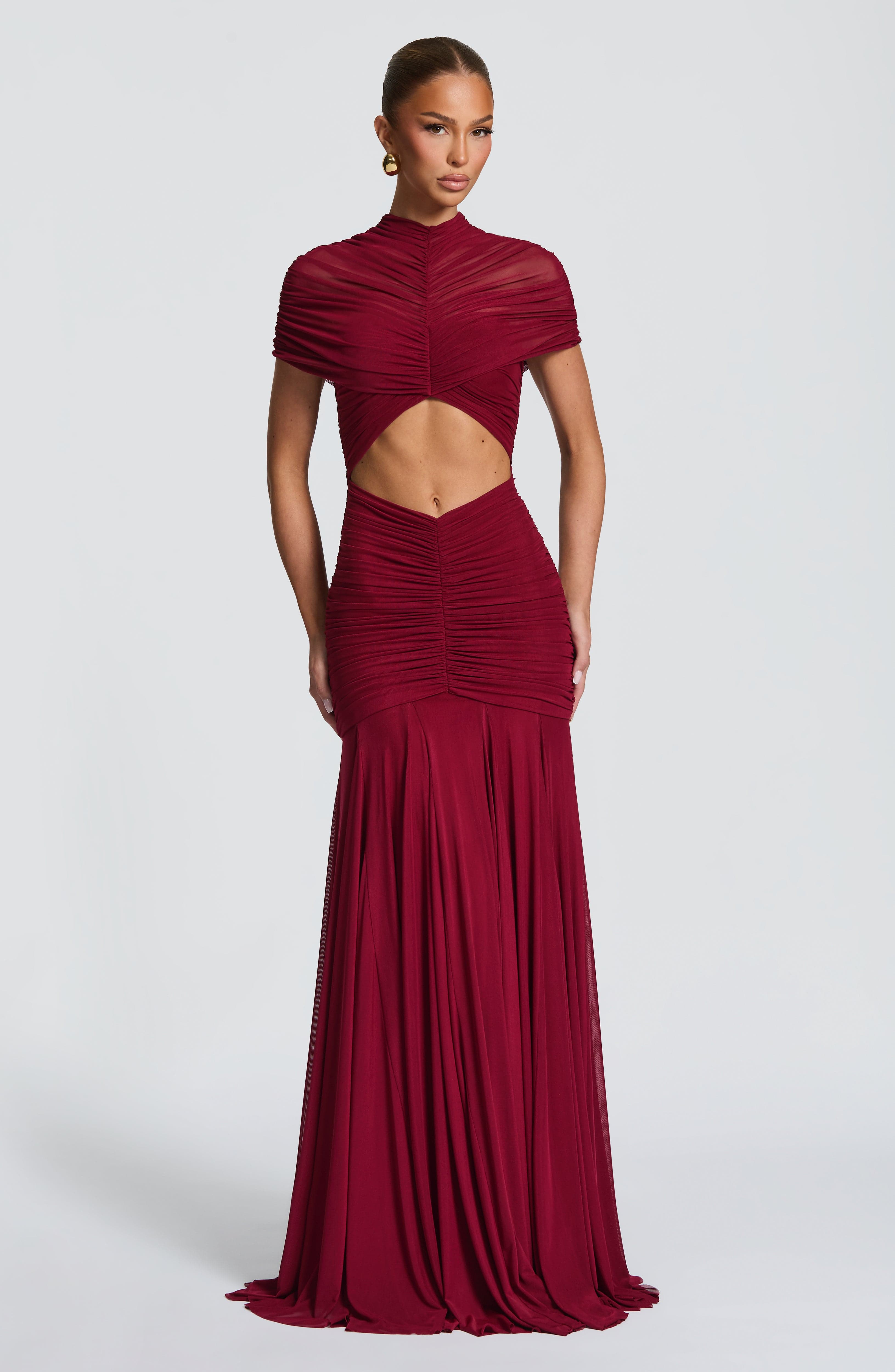 Bordo Jaya Maxi Elbise