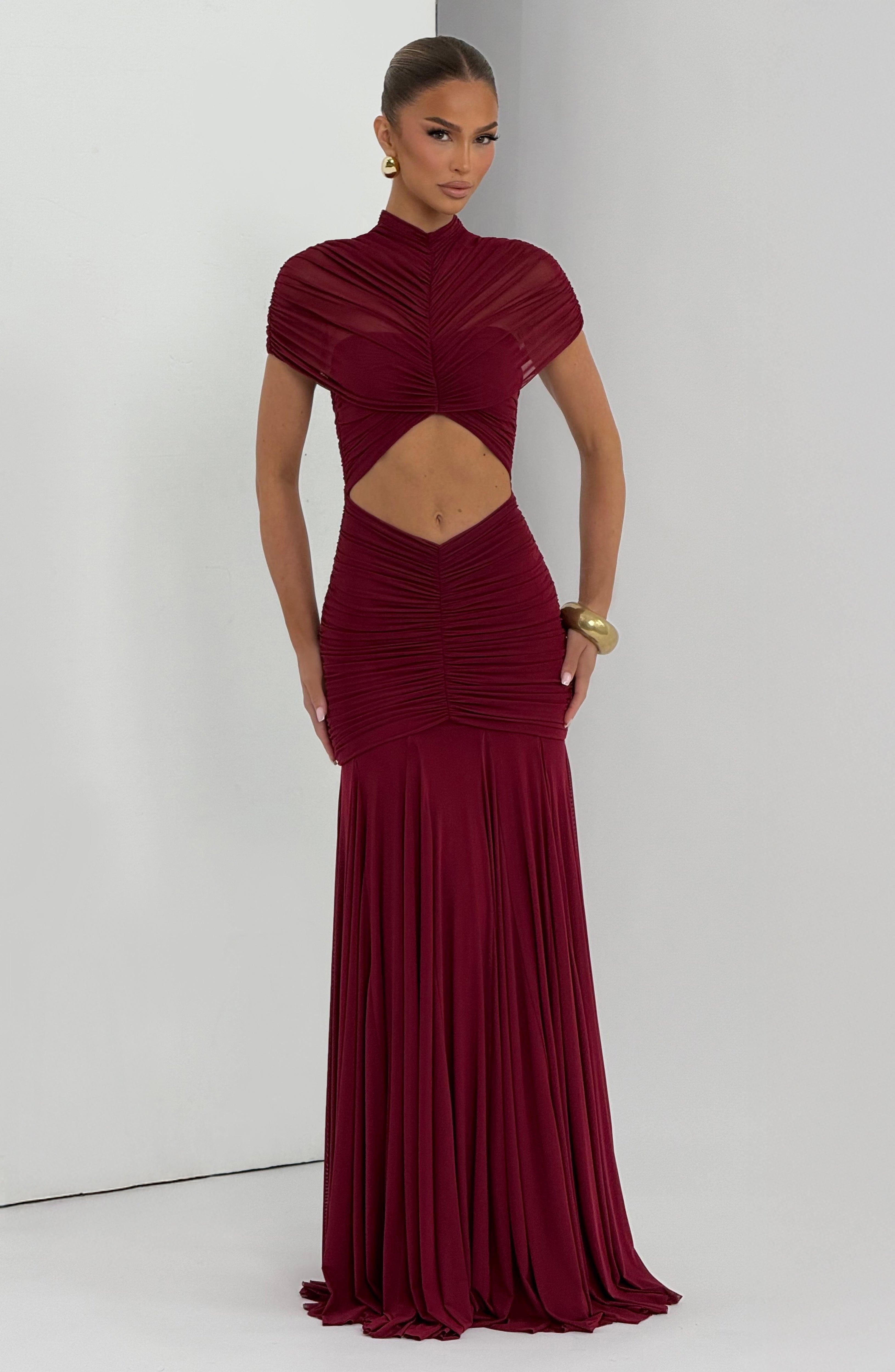 Bordo Jaya Maxi Elbise