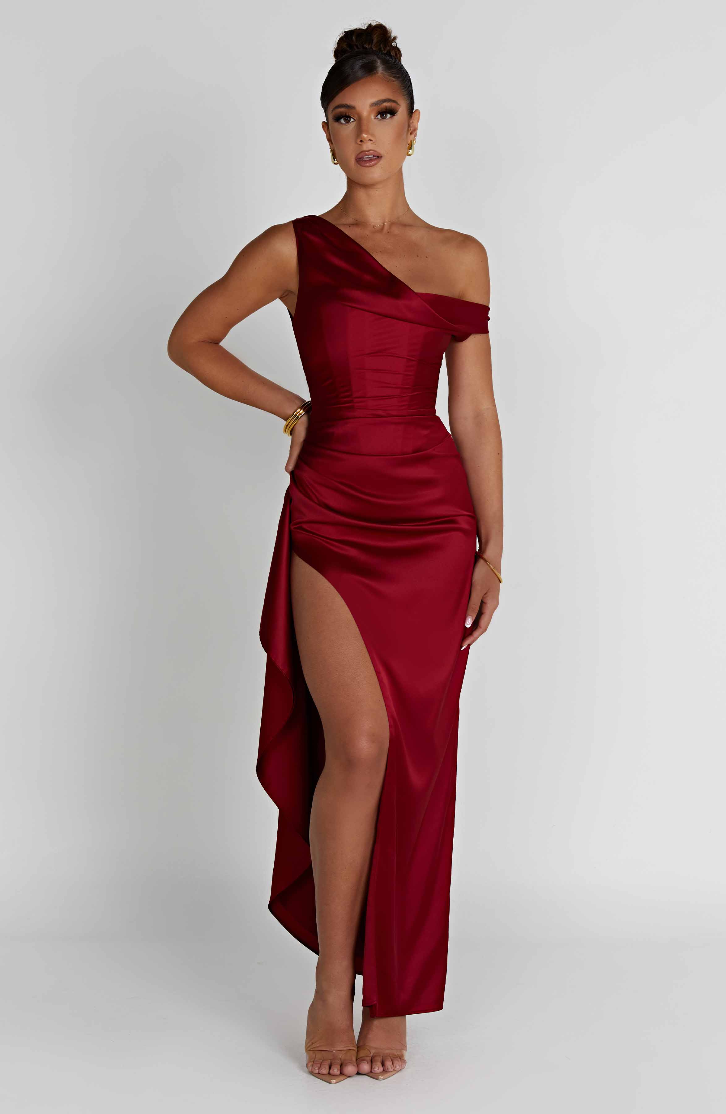 Şarap Maxi Bordo Elbise