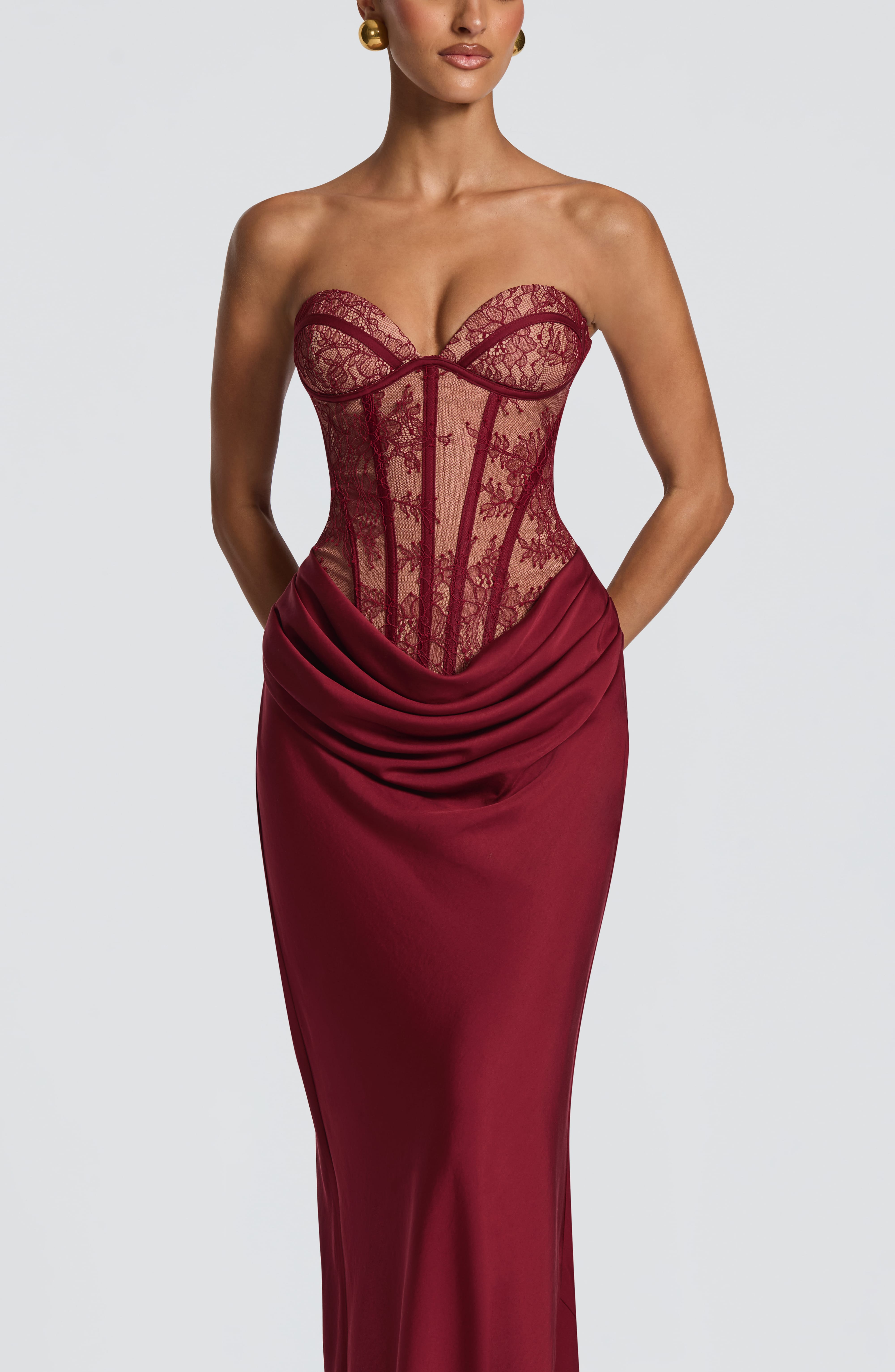 Bordo Kathleen Maxi Elbise