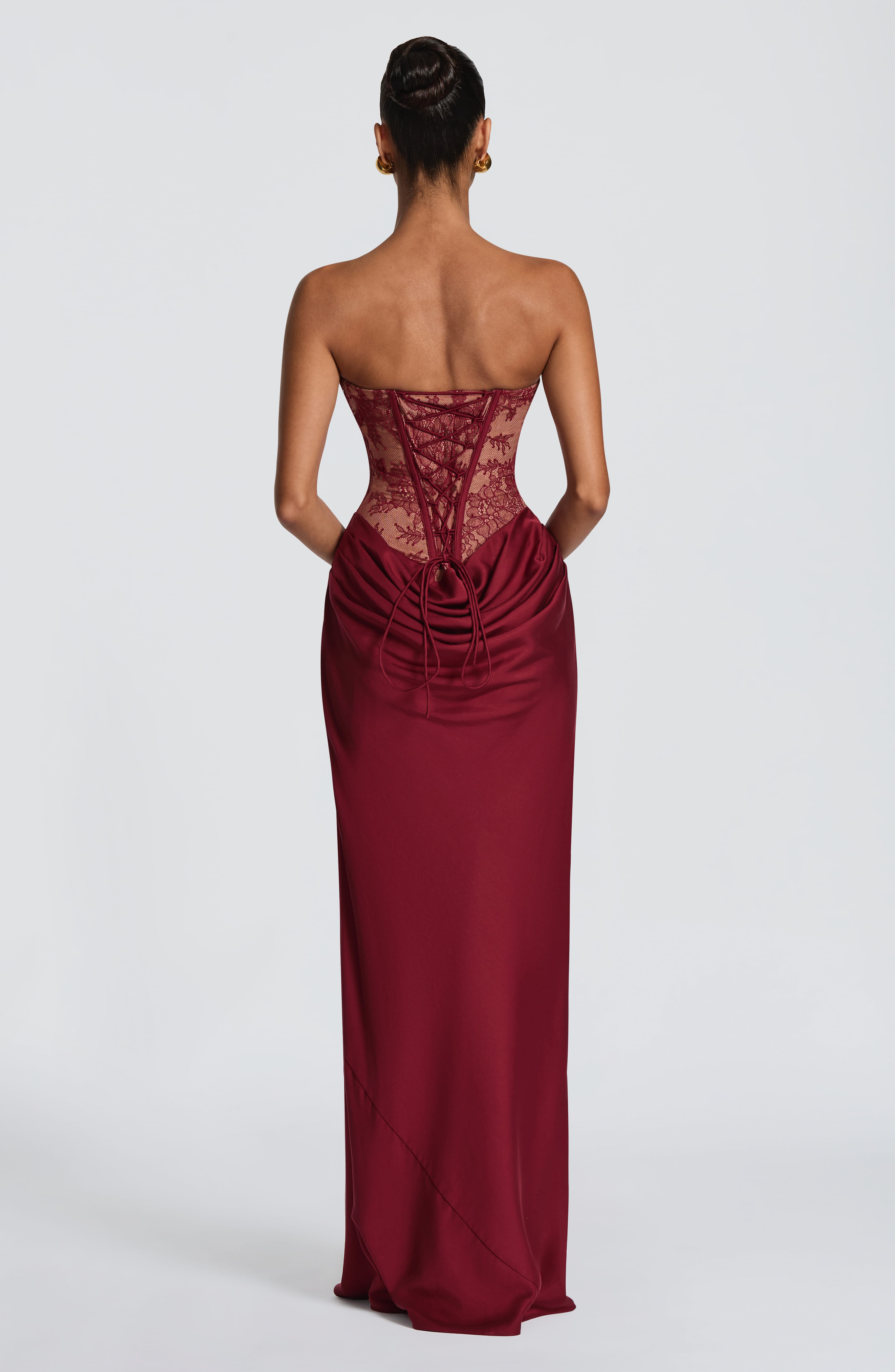 Bordo Kathleen Maxi Elbise