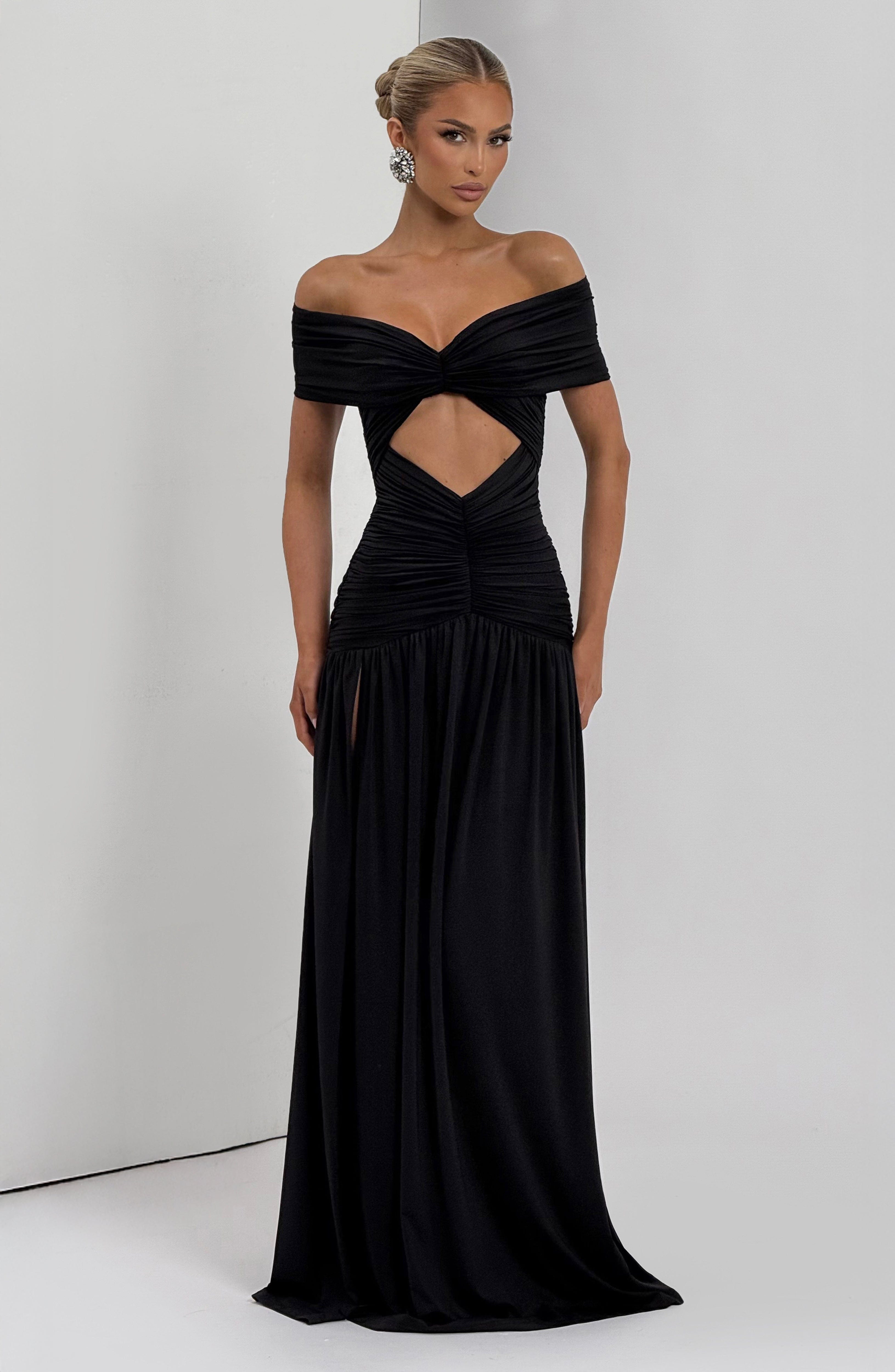 Kathryn Siyah Maxi Elbise