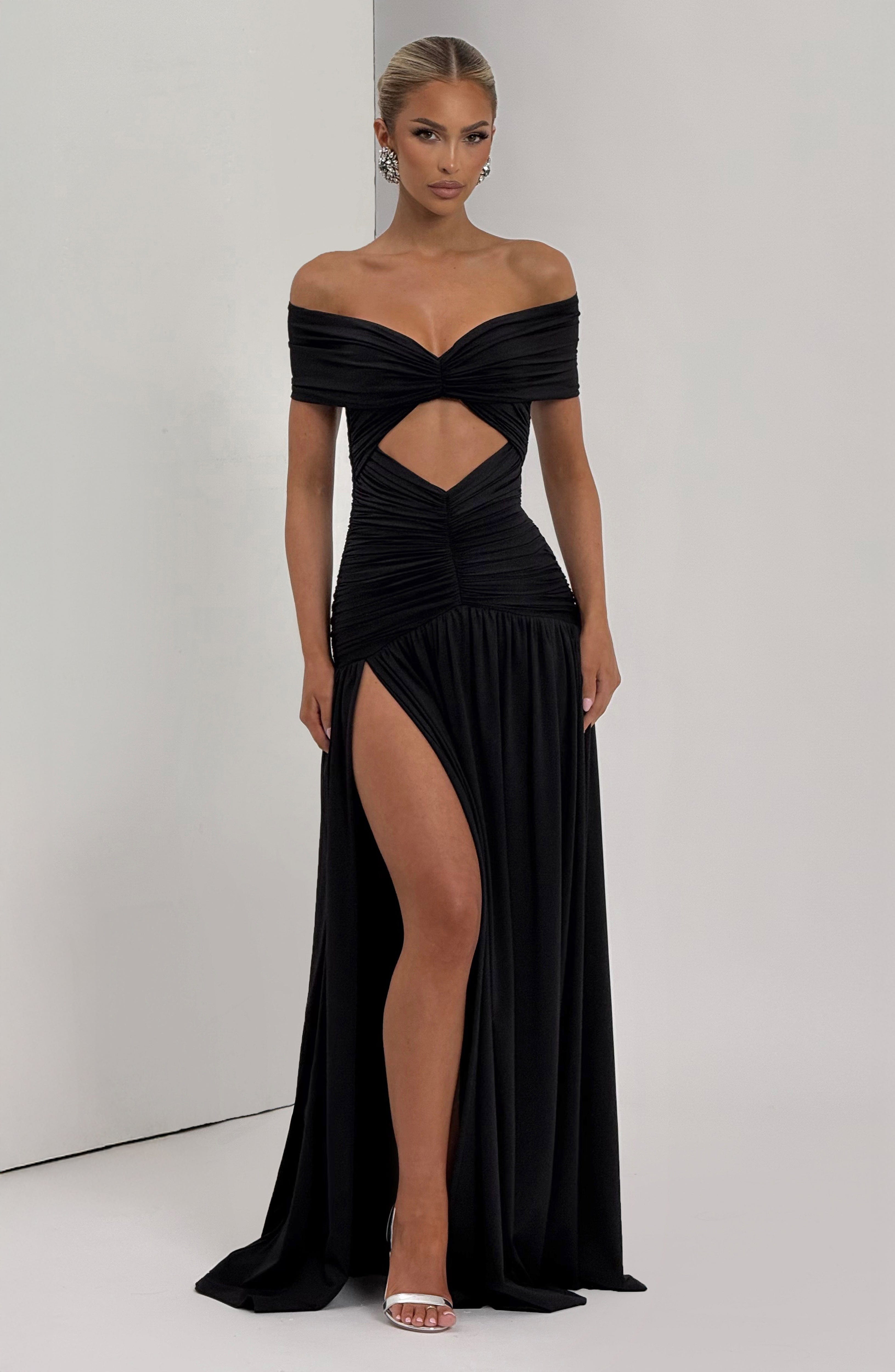 Kathryn Siyah Maxi Elbise
