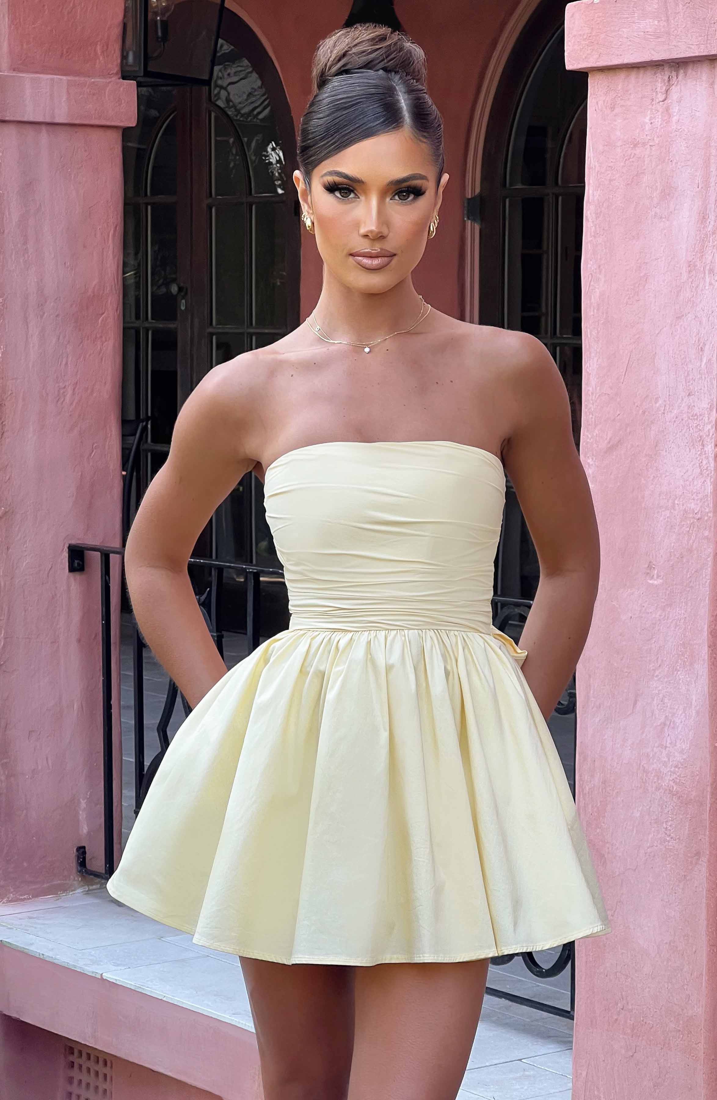 Yazlık Limon Katrina Mini Elbise