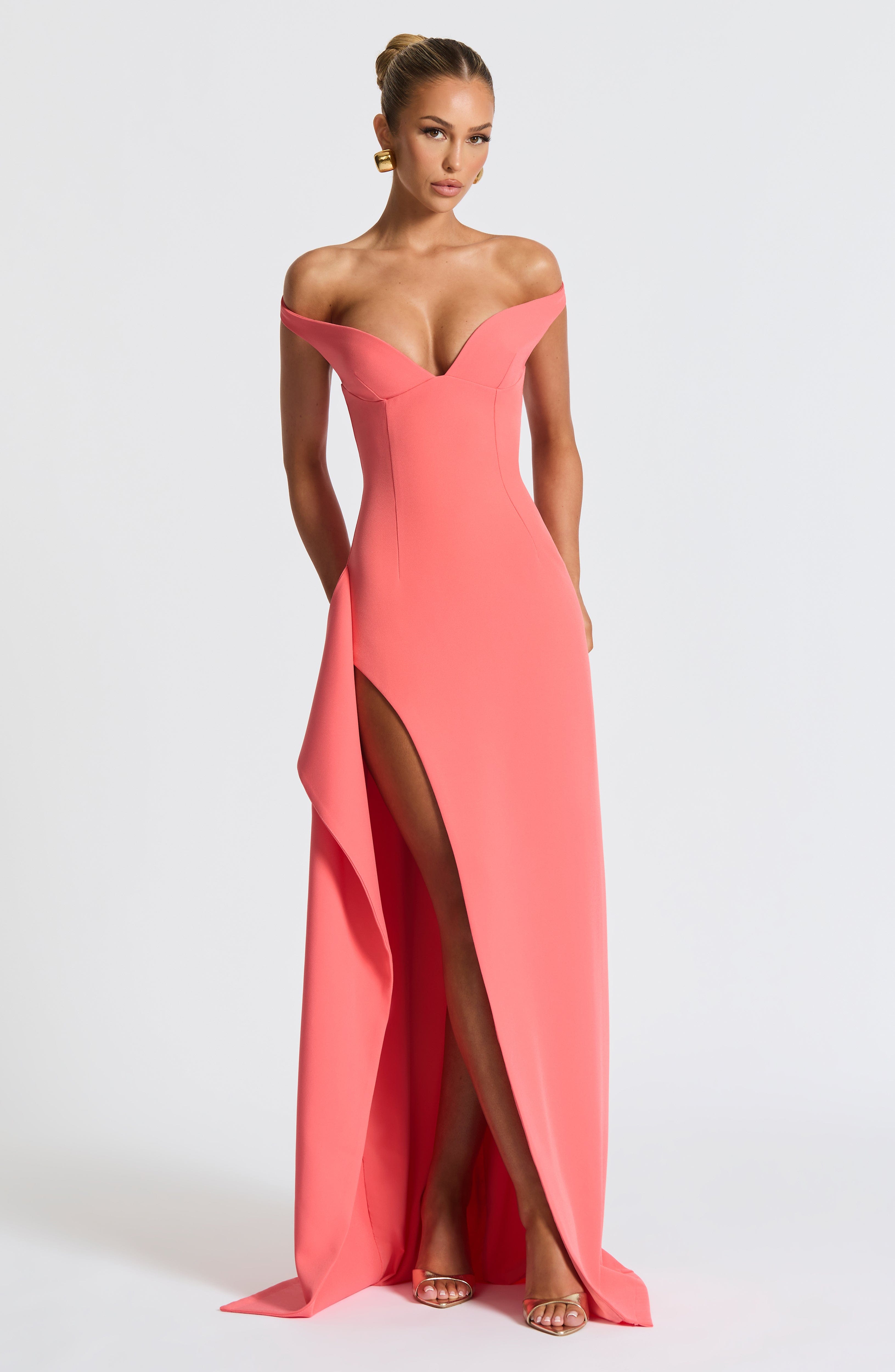 Khalesia Mercan Pembe Maxi Elbise