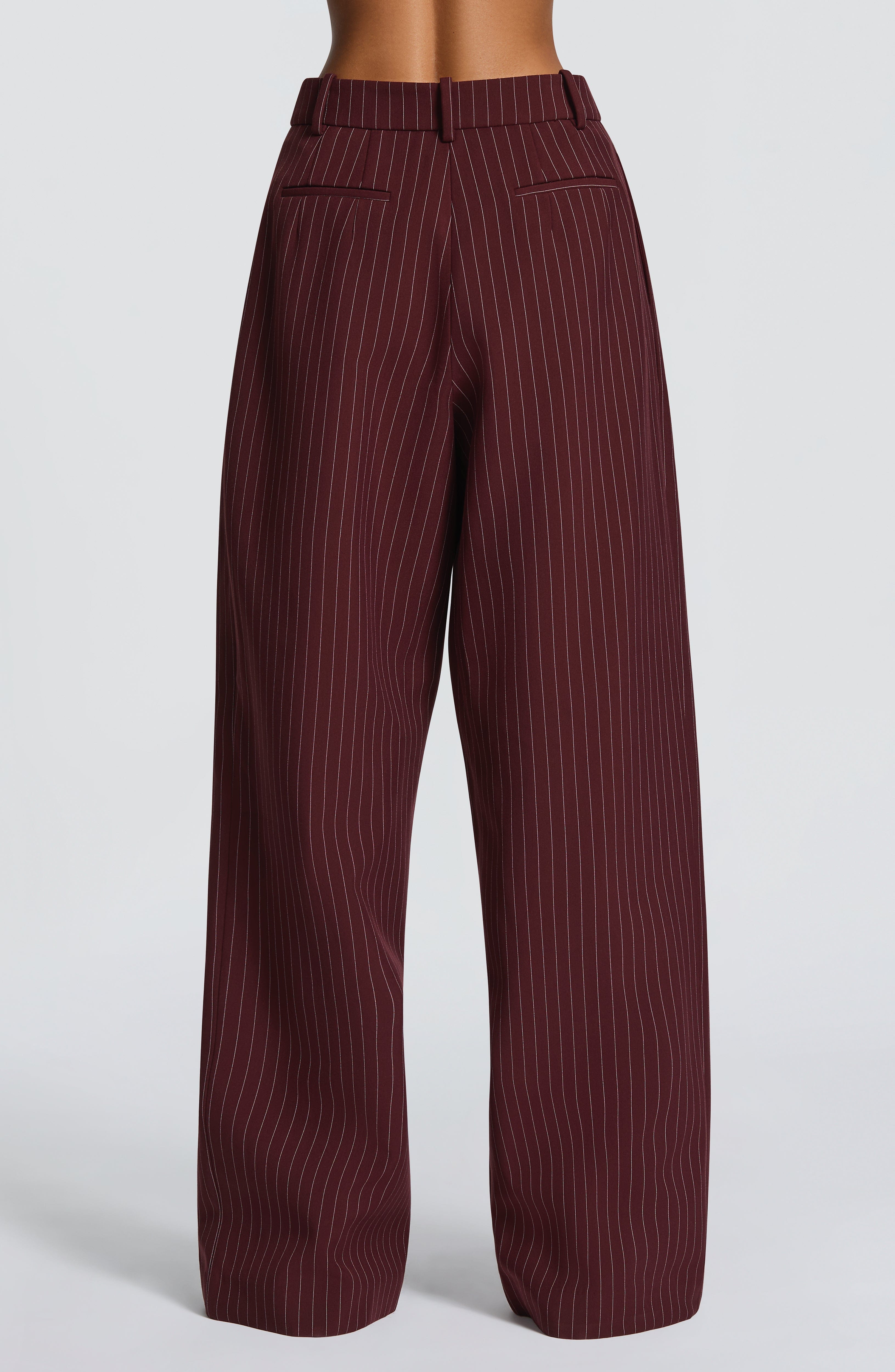 Bordo Çizgili Kirsty Pantolon