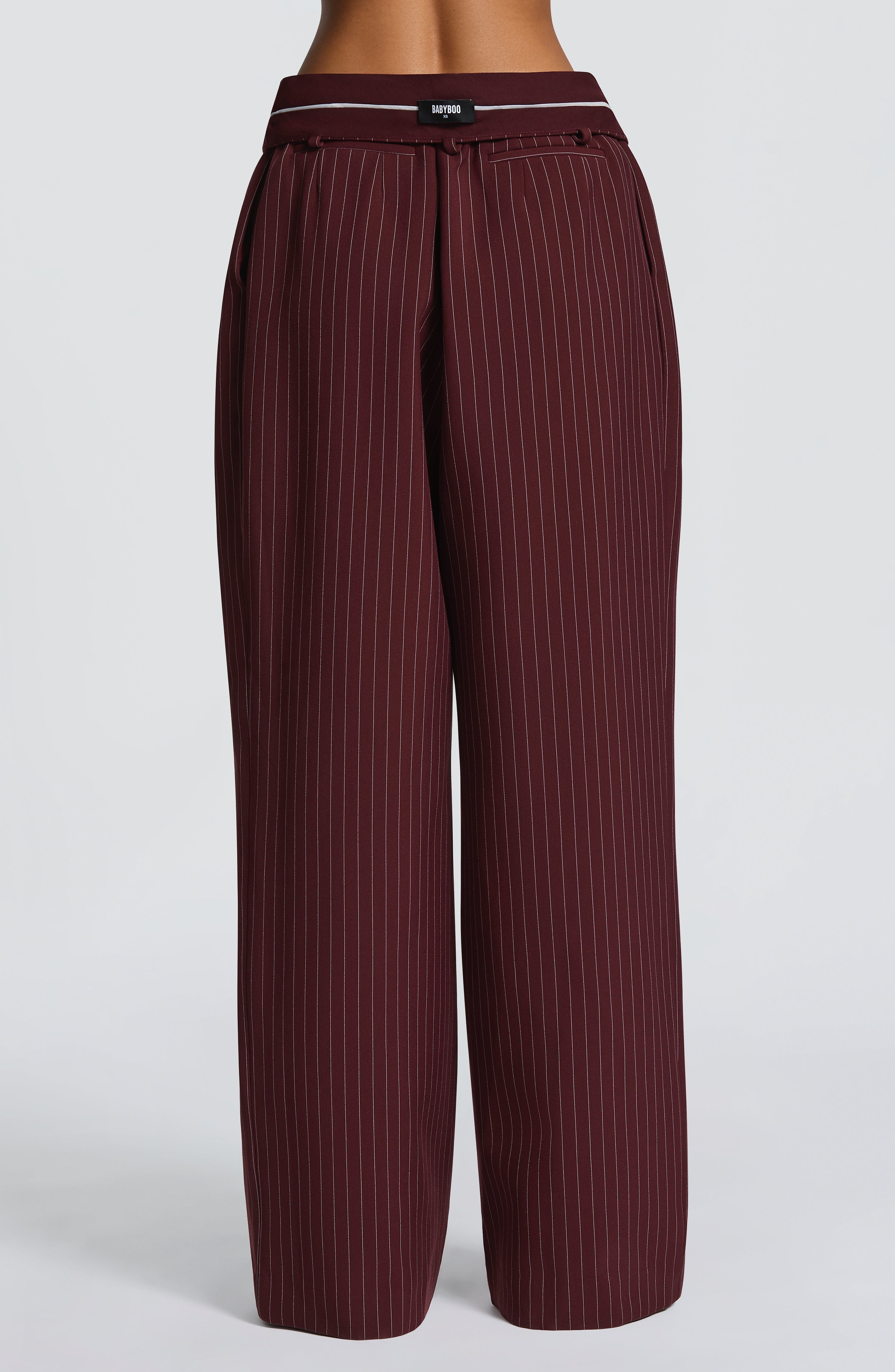 Bordo Çizgili Kirsty Pantolon