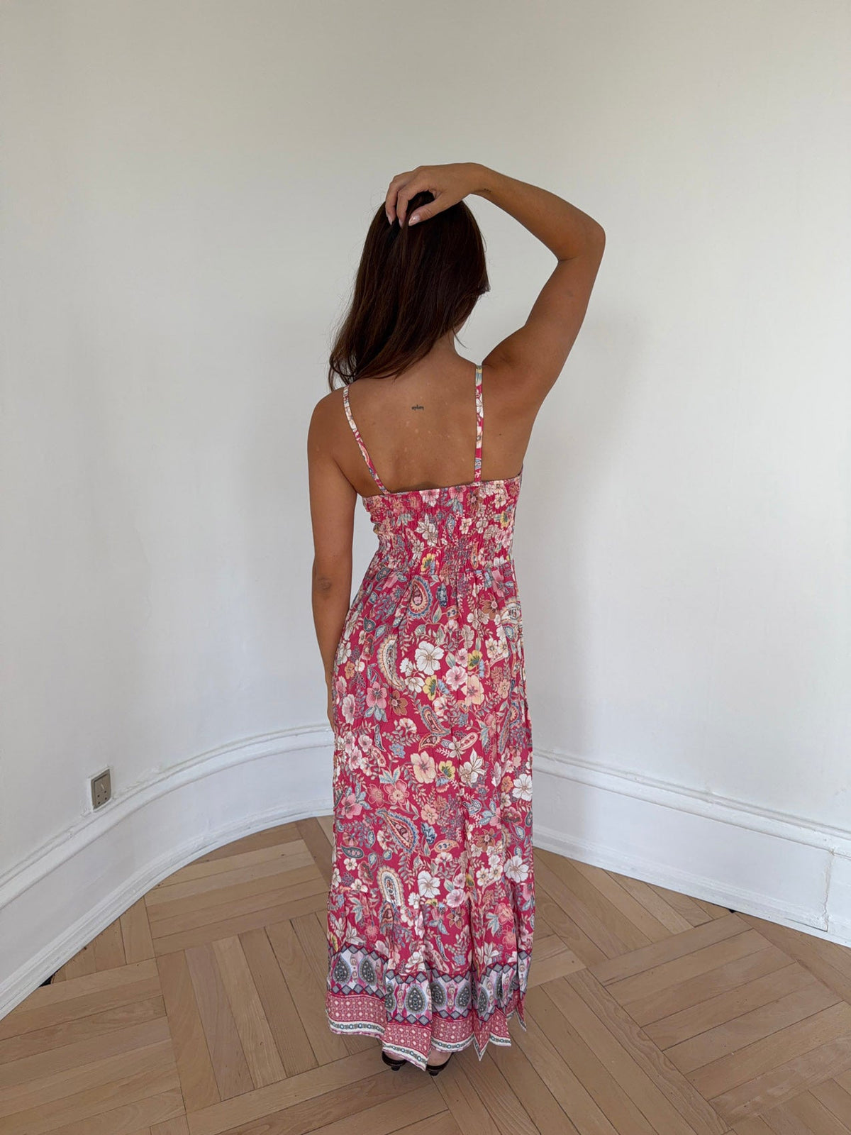 Anastasia Desenli Pembe Maxi Elbise