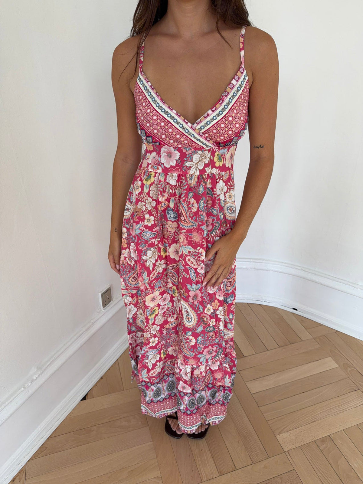 Anastasia Desenli Pembe Maxi Elbise